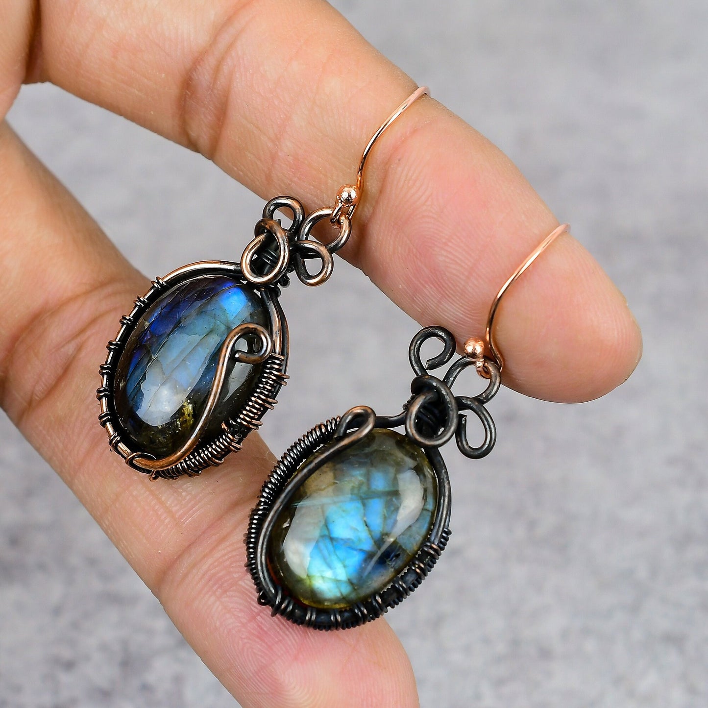 Blue Labradorite Gemstone Earrings