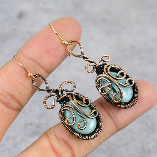 Blue Larimar Gemstone Earrings