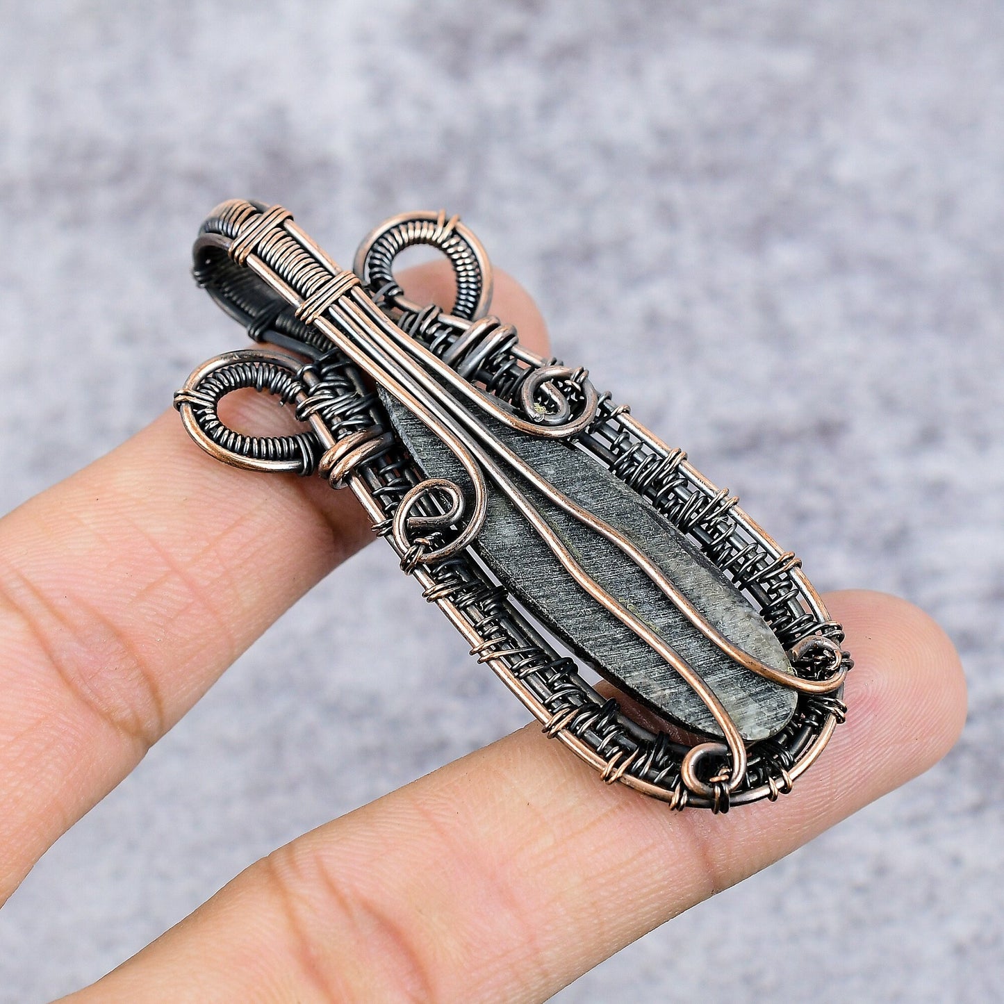 Black & White Orthoceras Gemstone Pendant