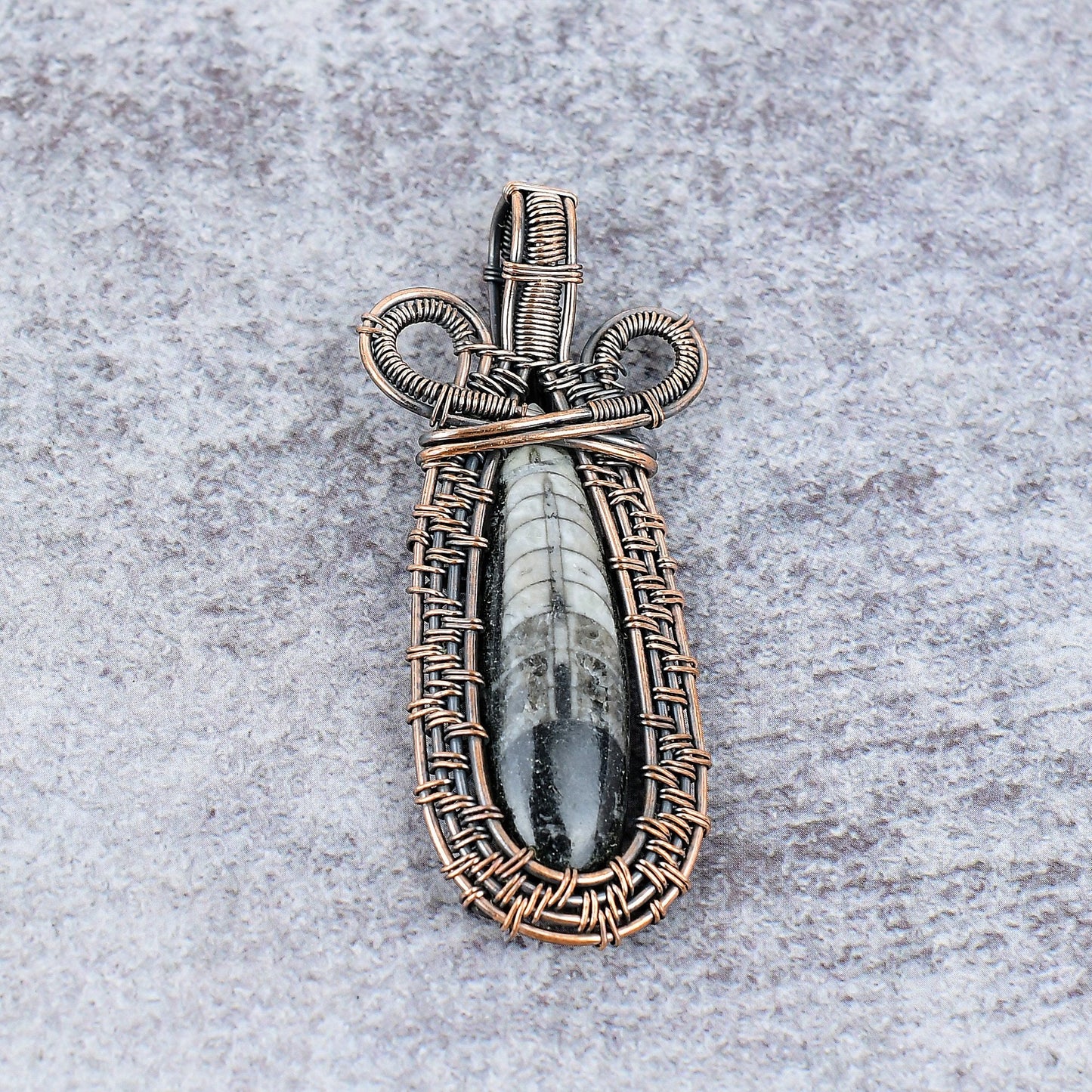 Black & White Orthoceras Gemstone Pendant