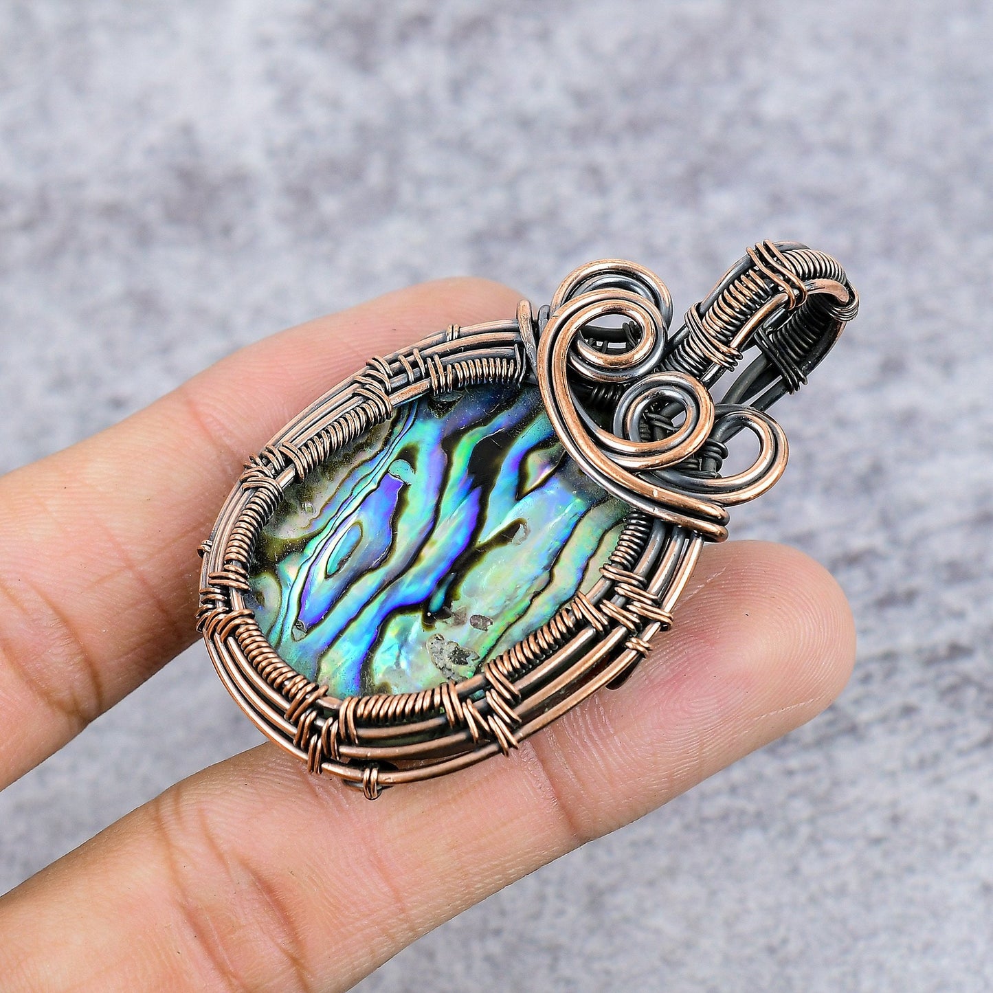 Blue-Green Abalone Gemstone Pendant