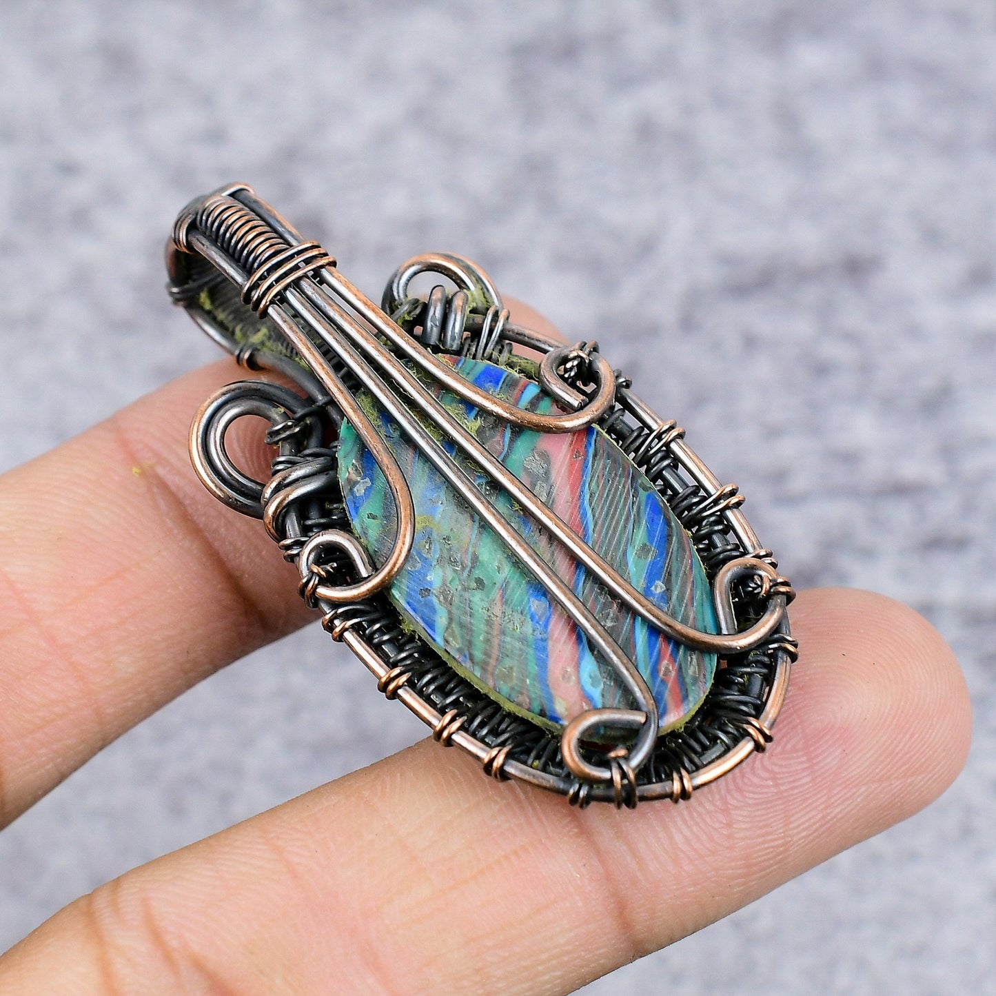 Rainbow Calsilica Gemstone Pendant