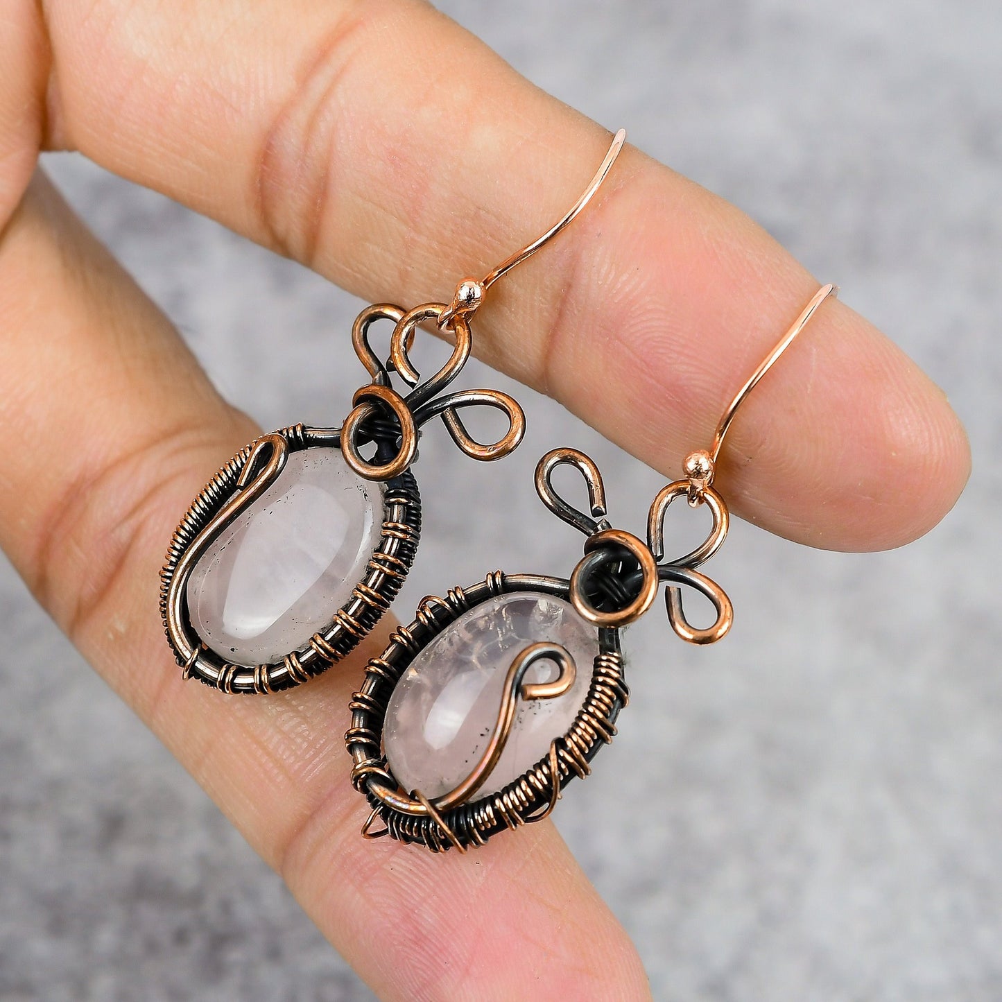 Pink Rose Quartz Gemstone Earrings