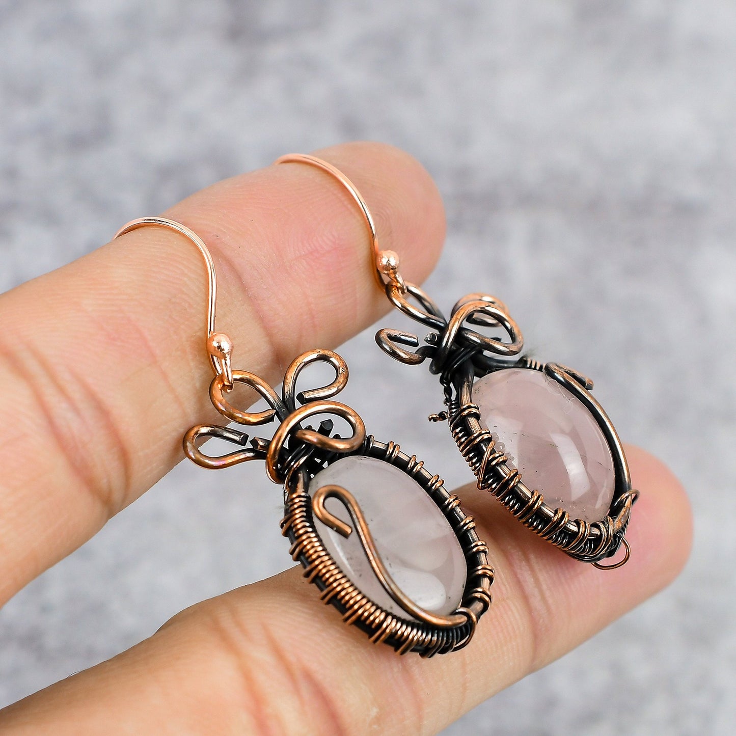 Pink Rose Quartz Gemstone Earrings