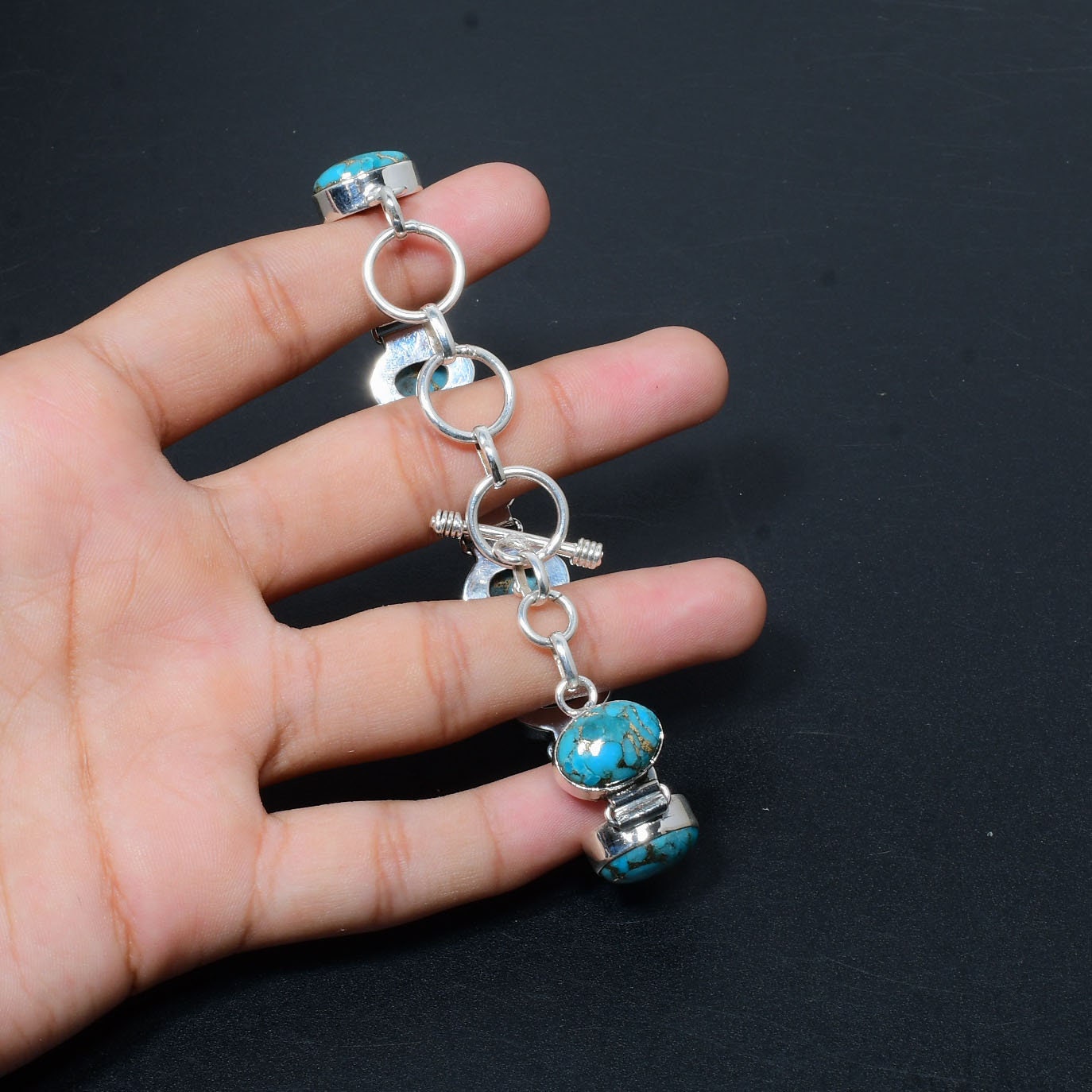 Blue Turquoise Gemstone Bracelet