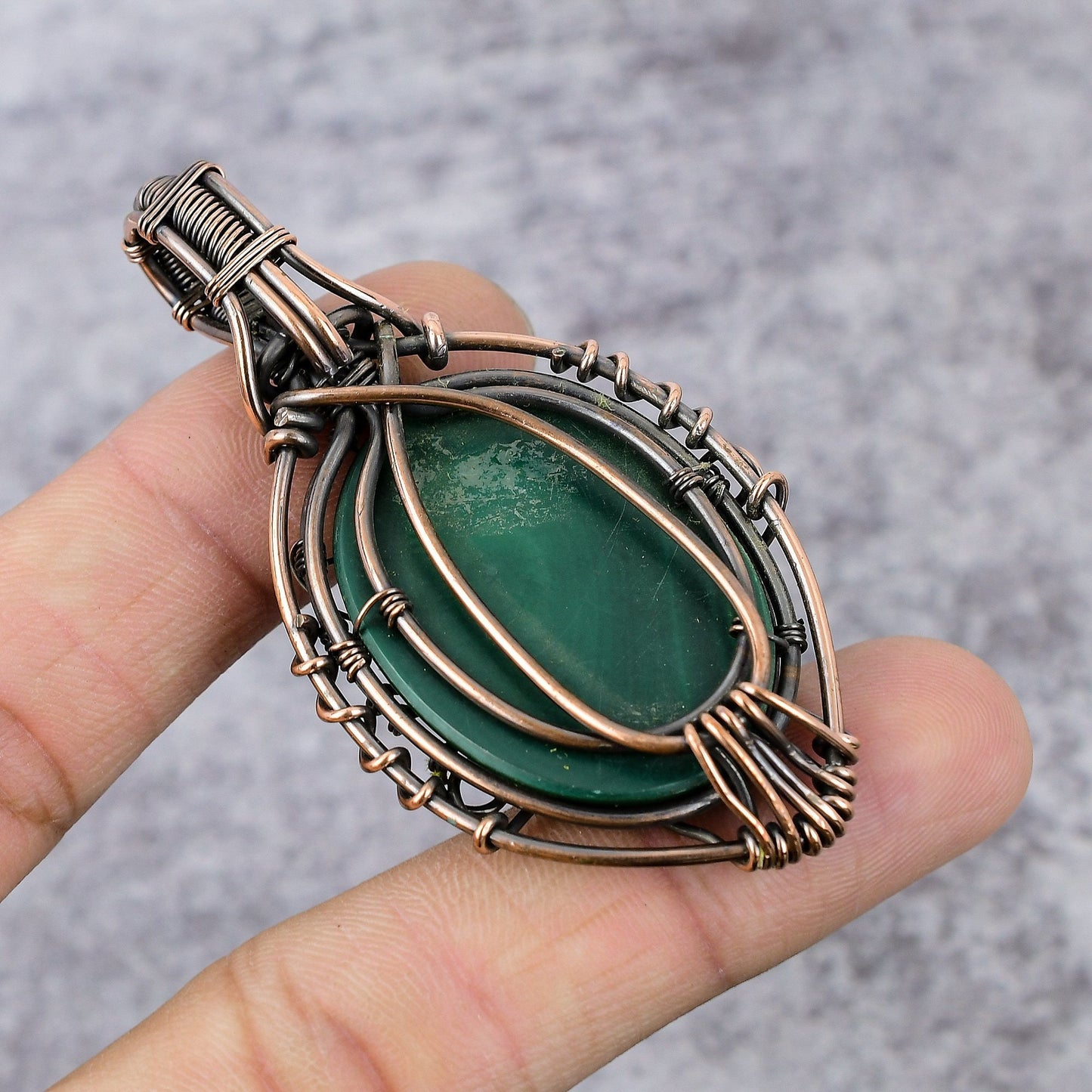 Green Malachite Gemstone Tree of Life Pendant