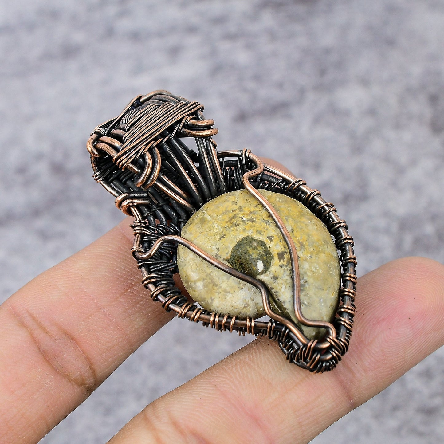 Copper Brown Ammonite Fossil Gemstone Pendant