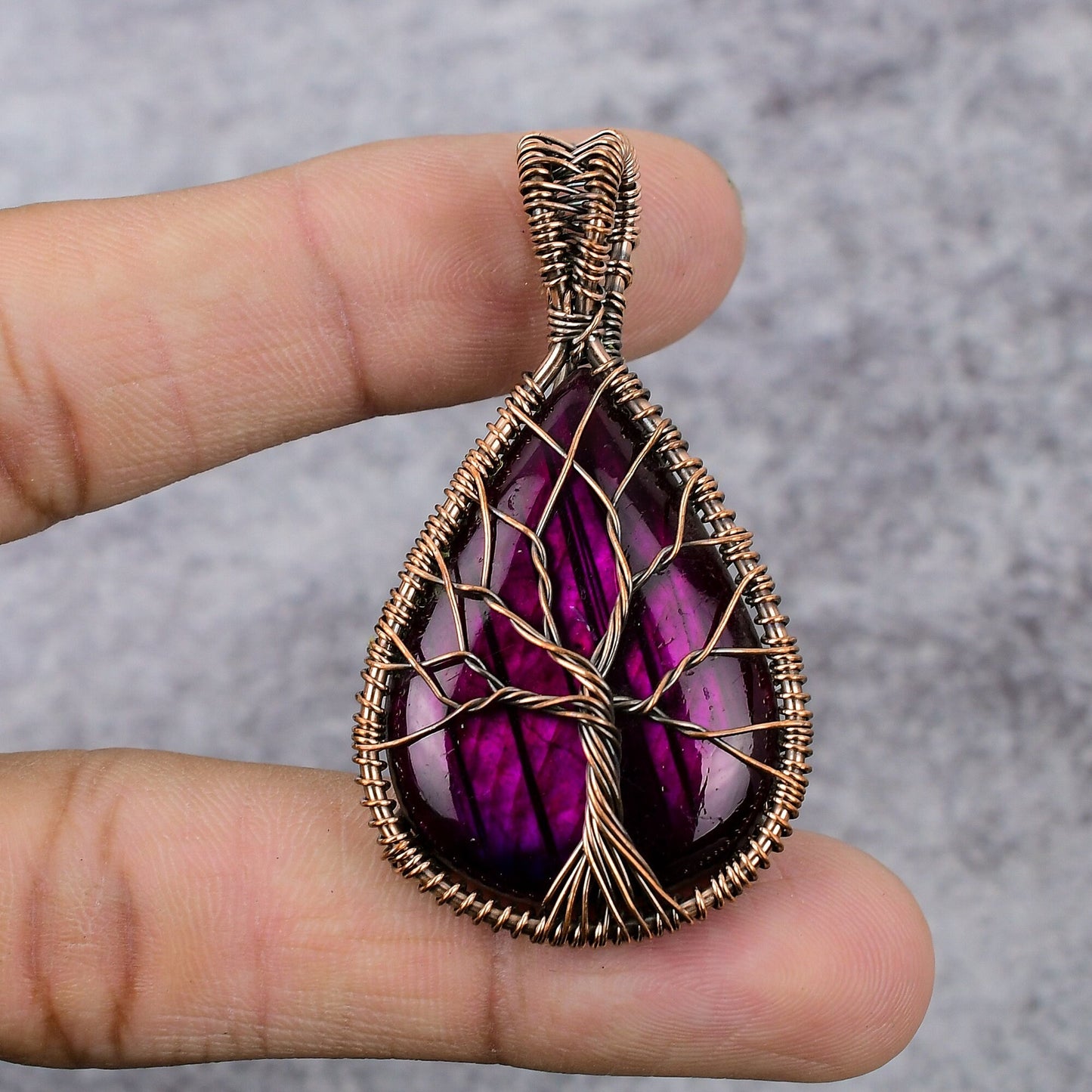 Pink Fire Labradorite Gemstone Pendant