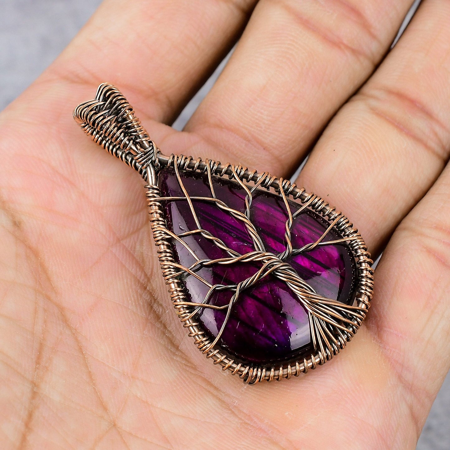 Pink Fire Labradorite Gemstone Pendant