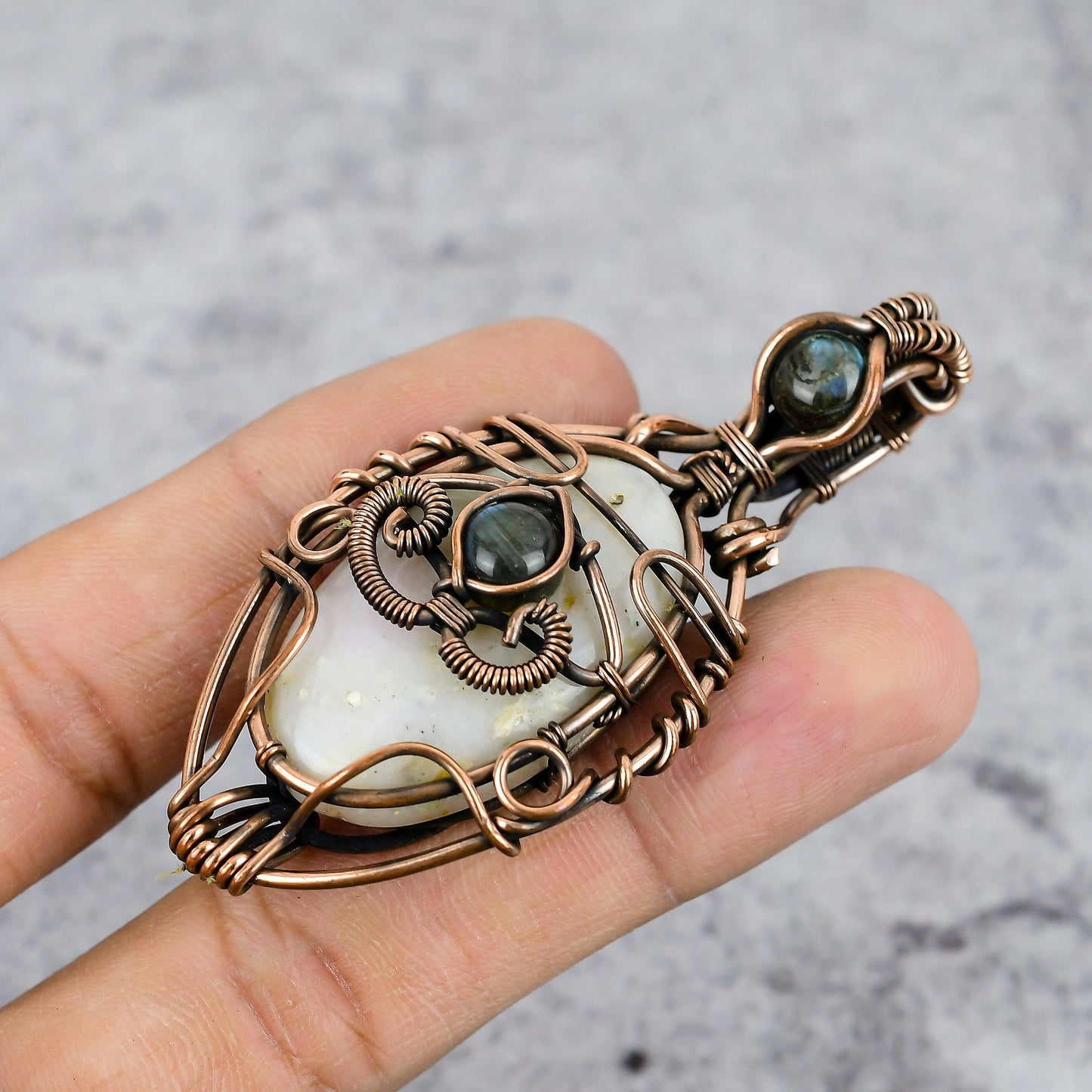 Pink Opal Gemstone Evil Eye Pendant