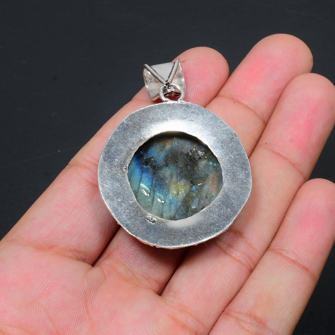 Blue Fire Labradorite Gemstone Pendant