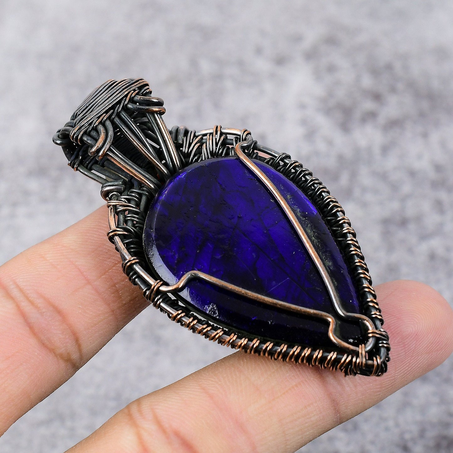 Blue Flash Labradorite & Moonstone Gemstone Pendant
