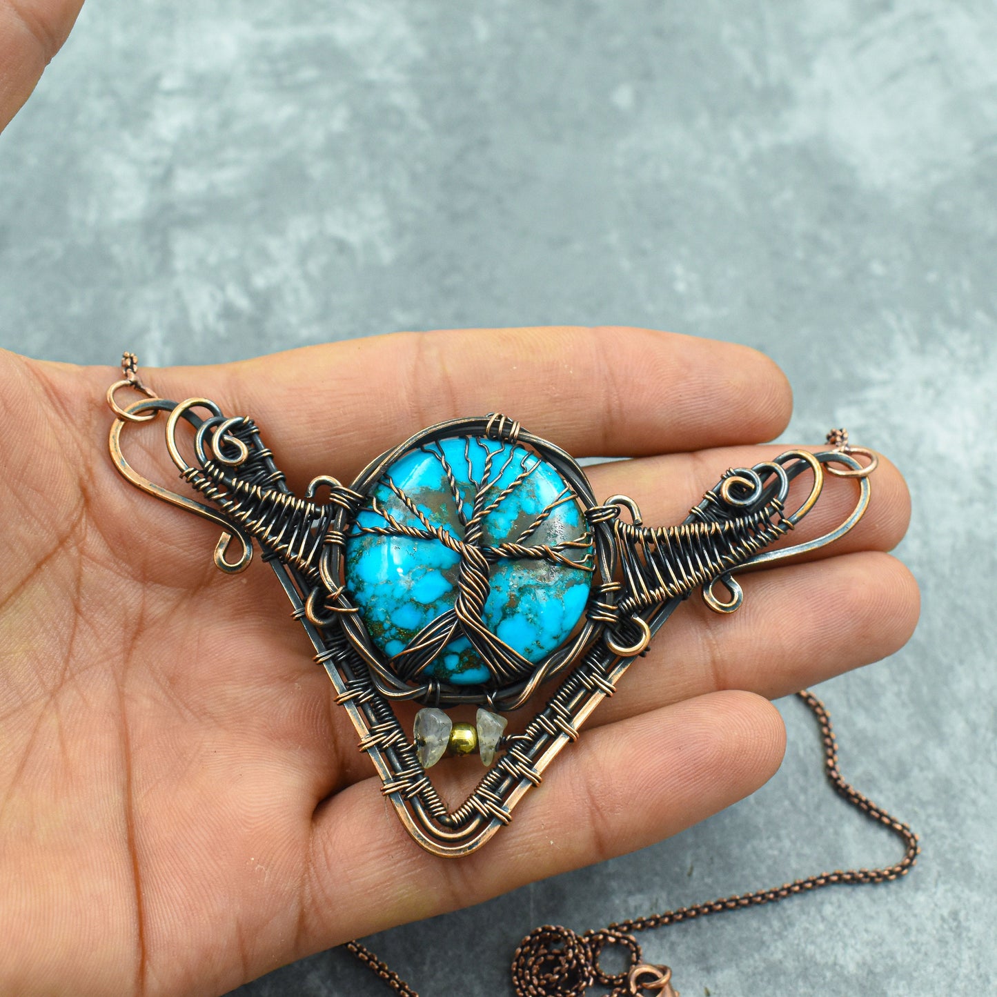 Blue Turquoise Gemstone Necklace