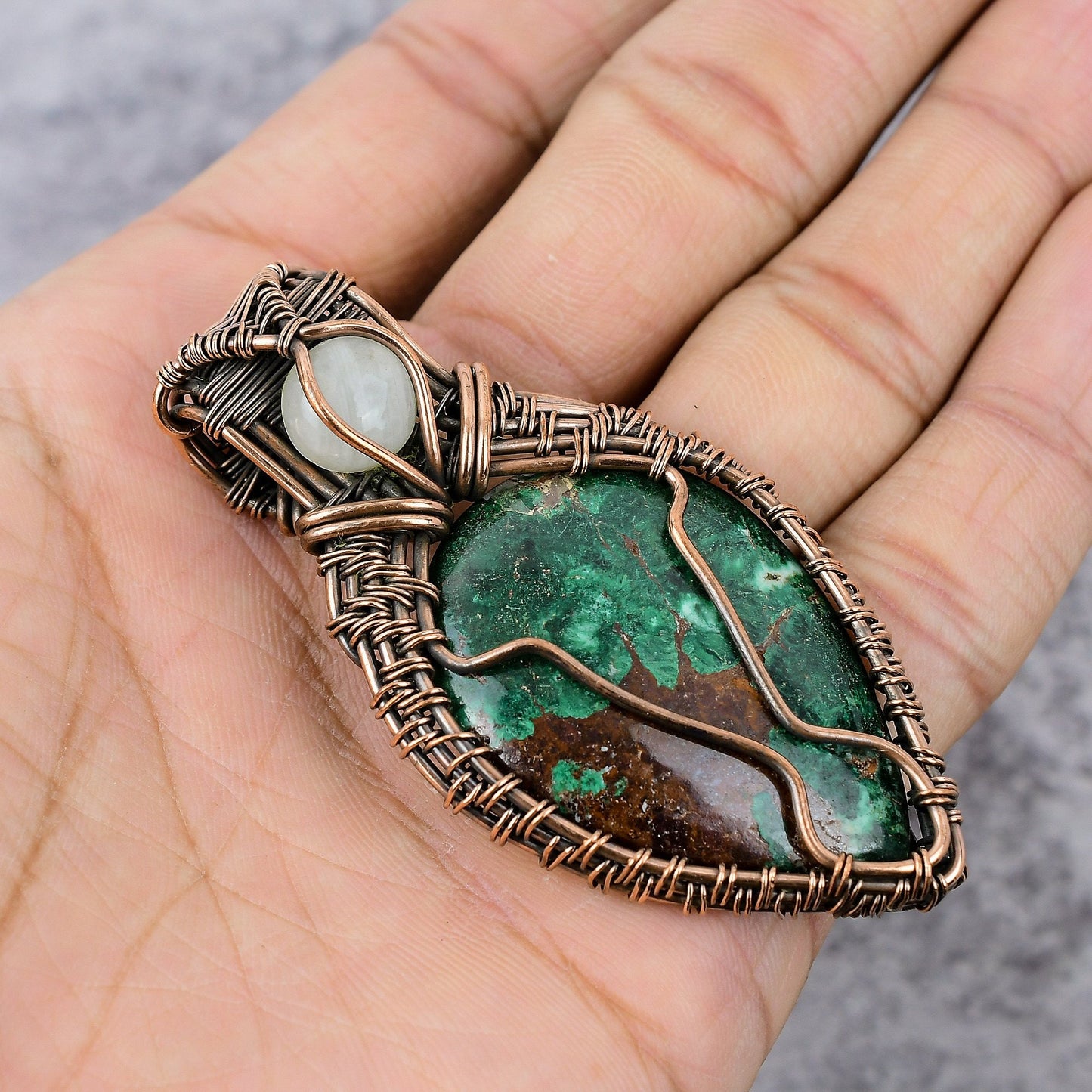 Blue Green Azurite Malachite Gemstone Pendant