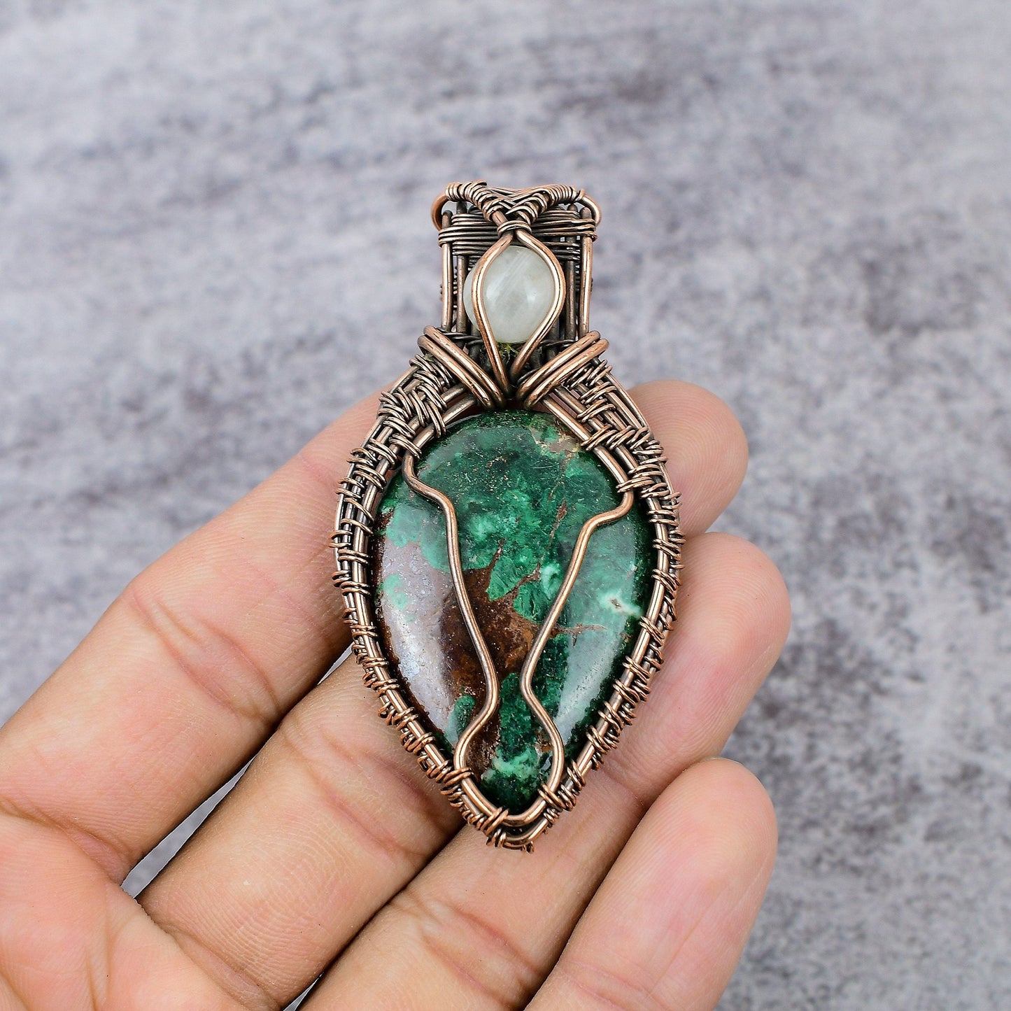 Blue Green Azurite Malachite Gemstone Pendant