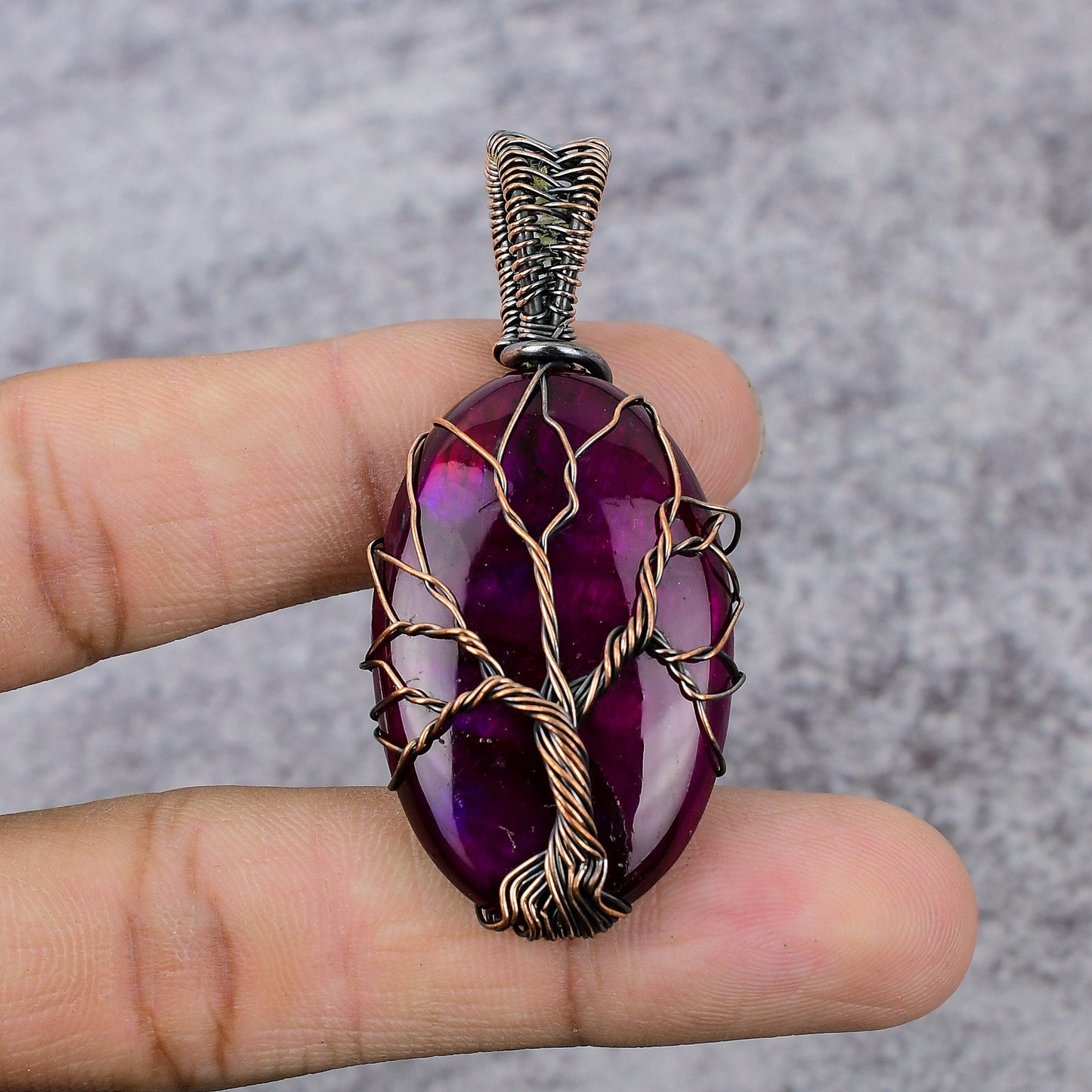 Pink Flash Labradorite Gemstone Pendant