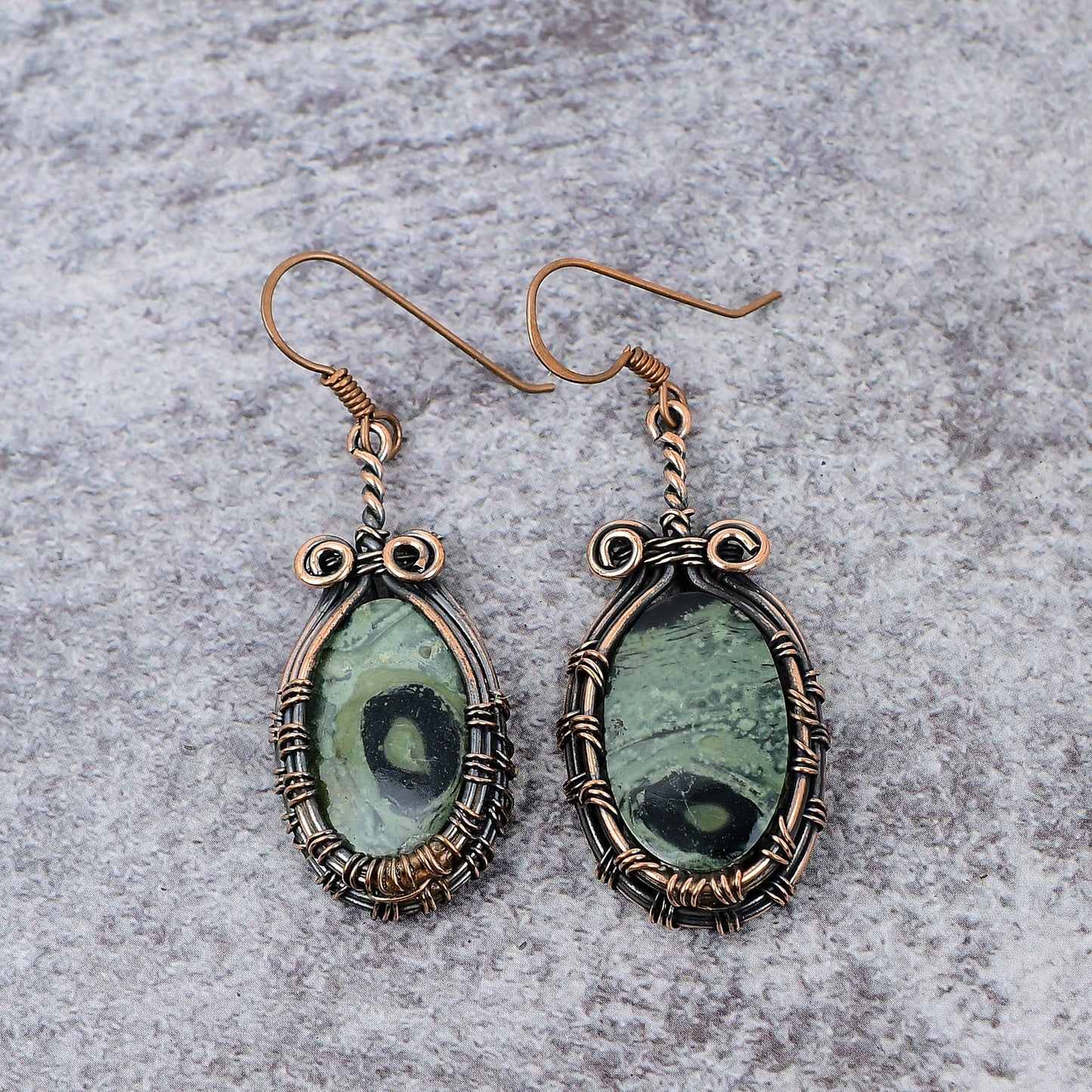 Star Galaxy Copper Gemstone Earrings
