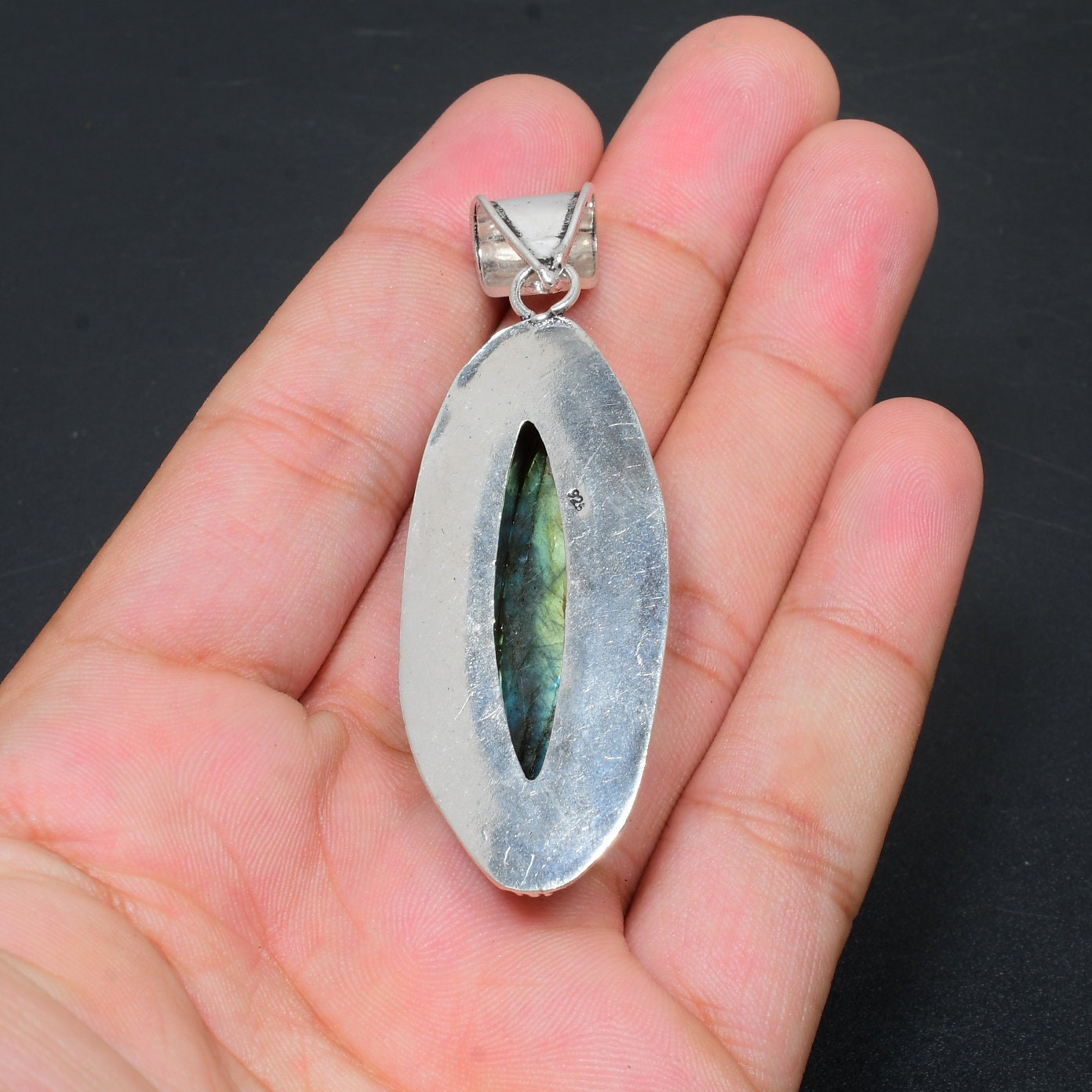 Blue Fire Labradorite Gemstone Pendant
