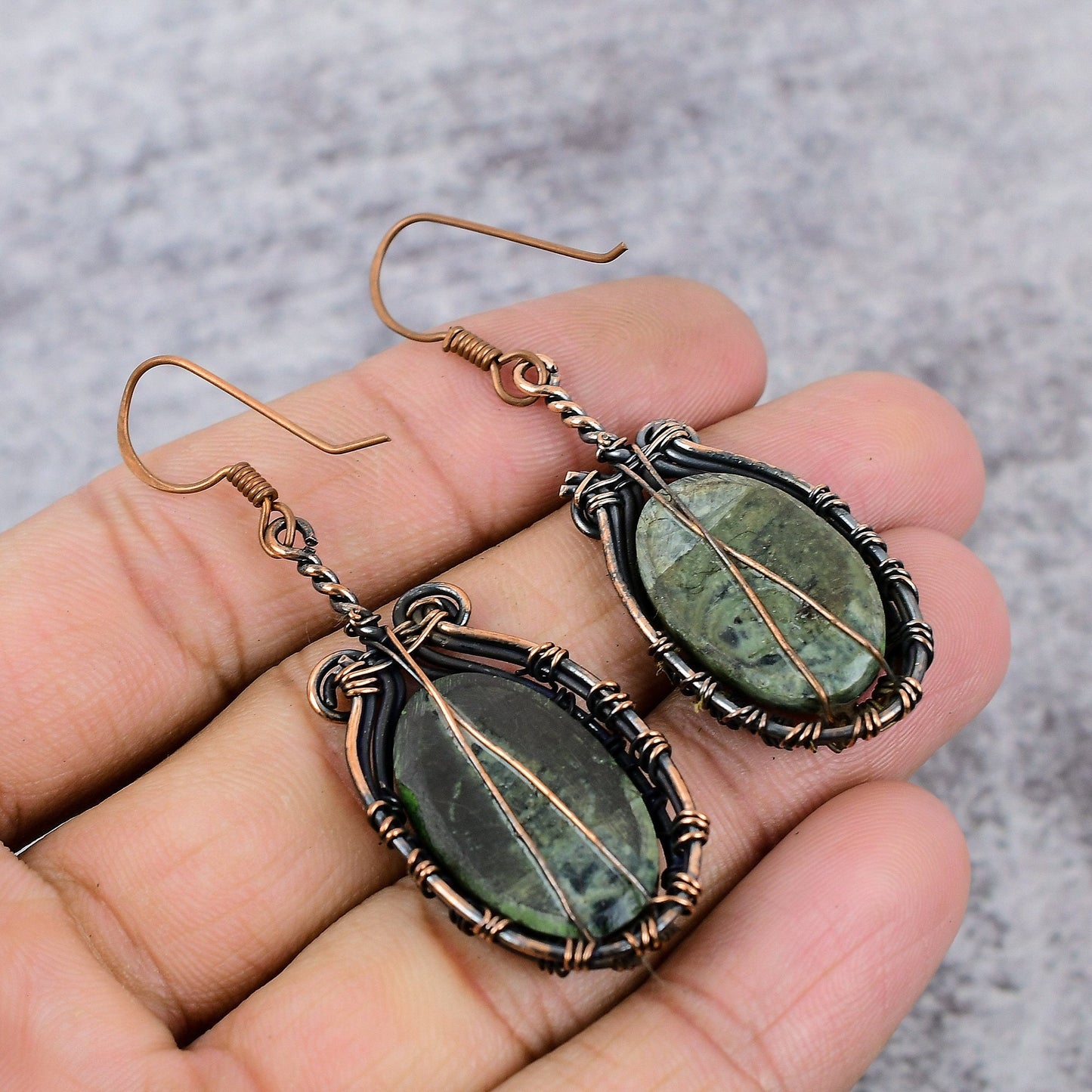 Star Galaxy Copper Gemstone Earrings