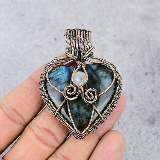 Blue Evil Eye Labradorite Gemstone Pendant