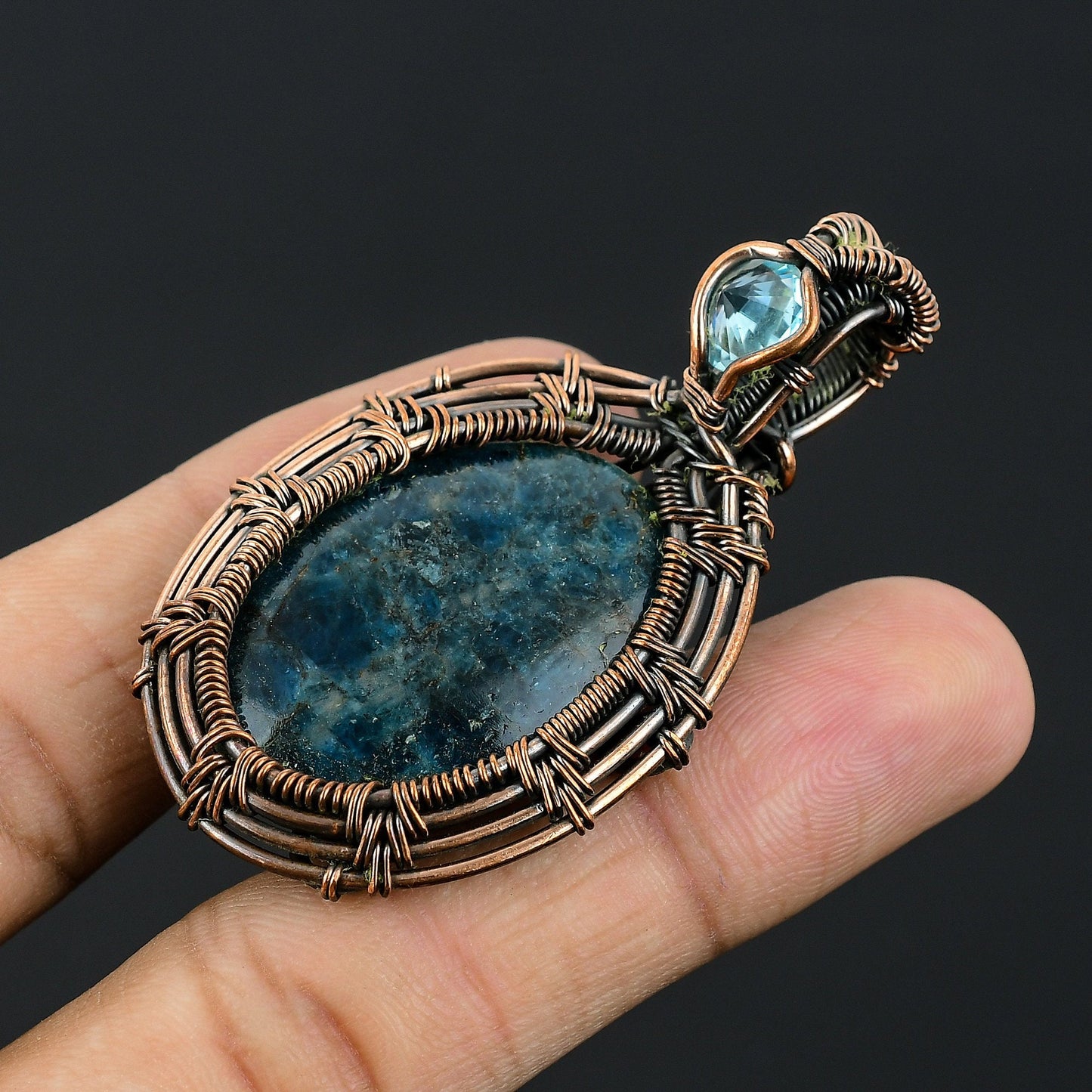 Neon Blue Apatite Gemstone Pendant