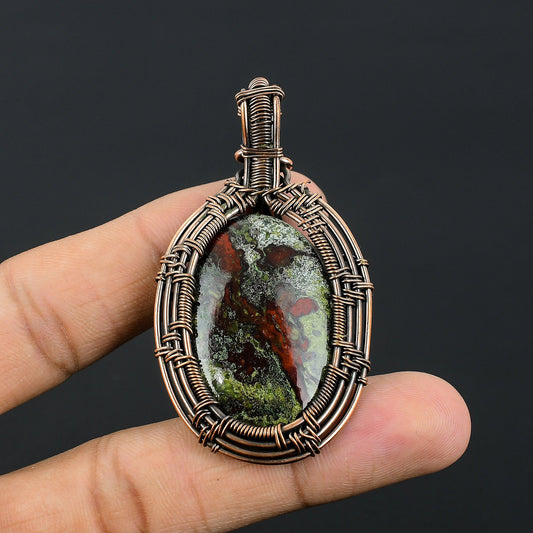 Green Red Dragon Blood Jasper Gemstone Pendant