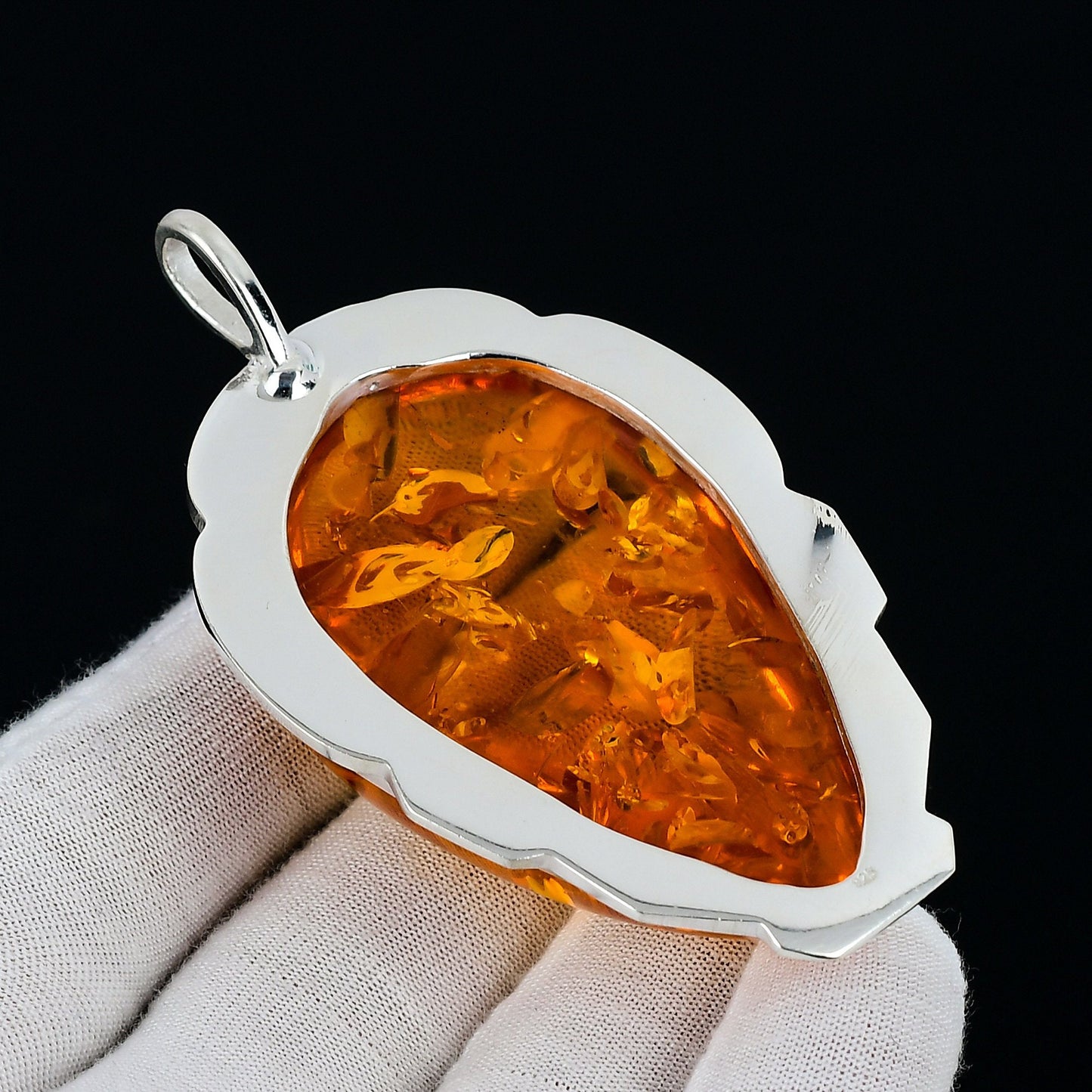 Honey Amber Sterling Silver Pendant