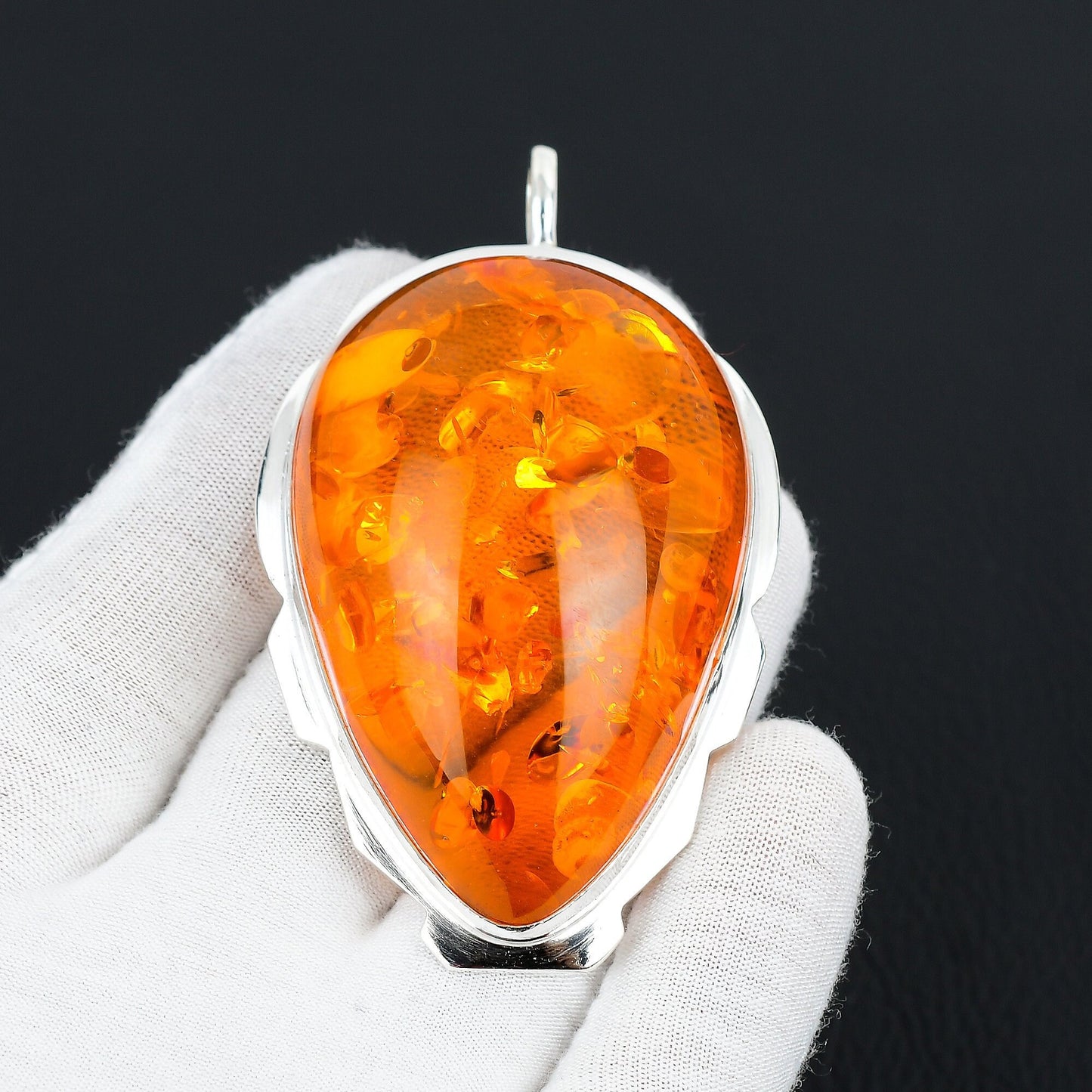 Honey Amber Sterling Silver Pendant
