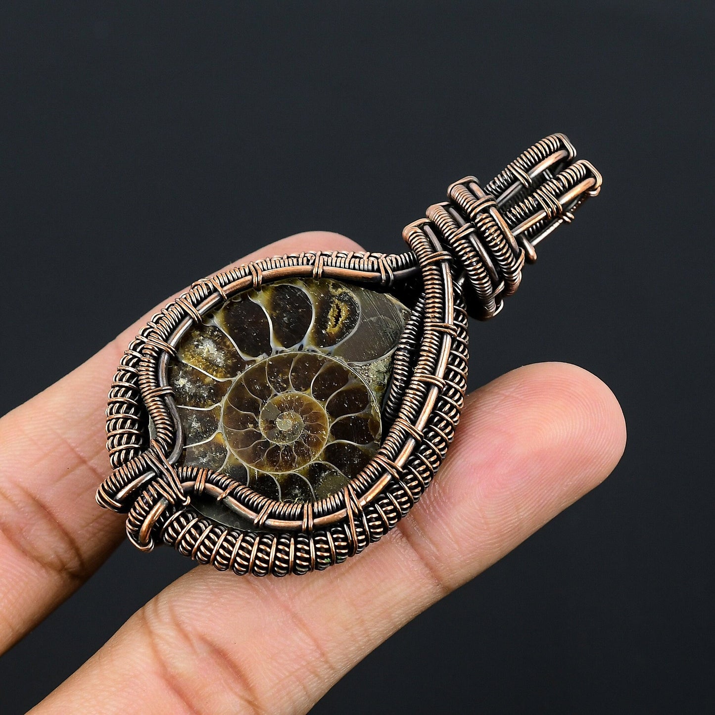 Iridescent Ammonite Gemstone Pendant