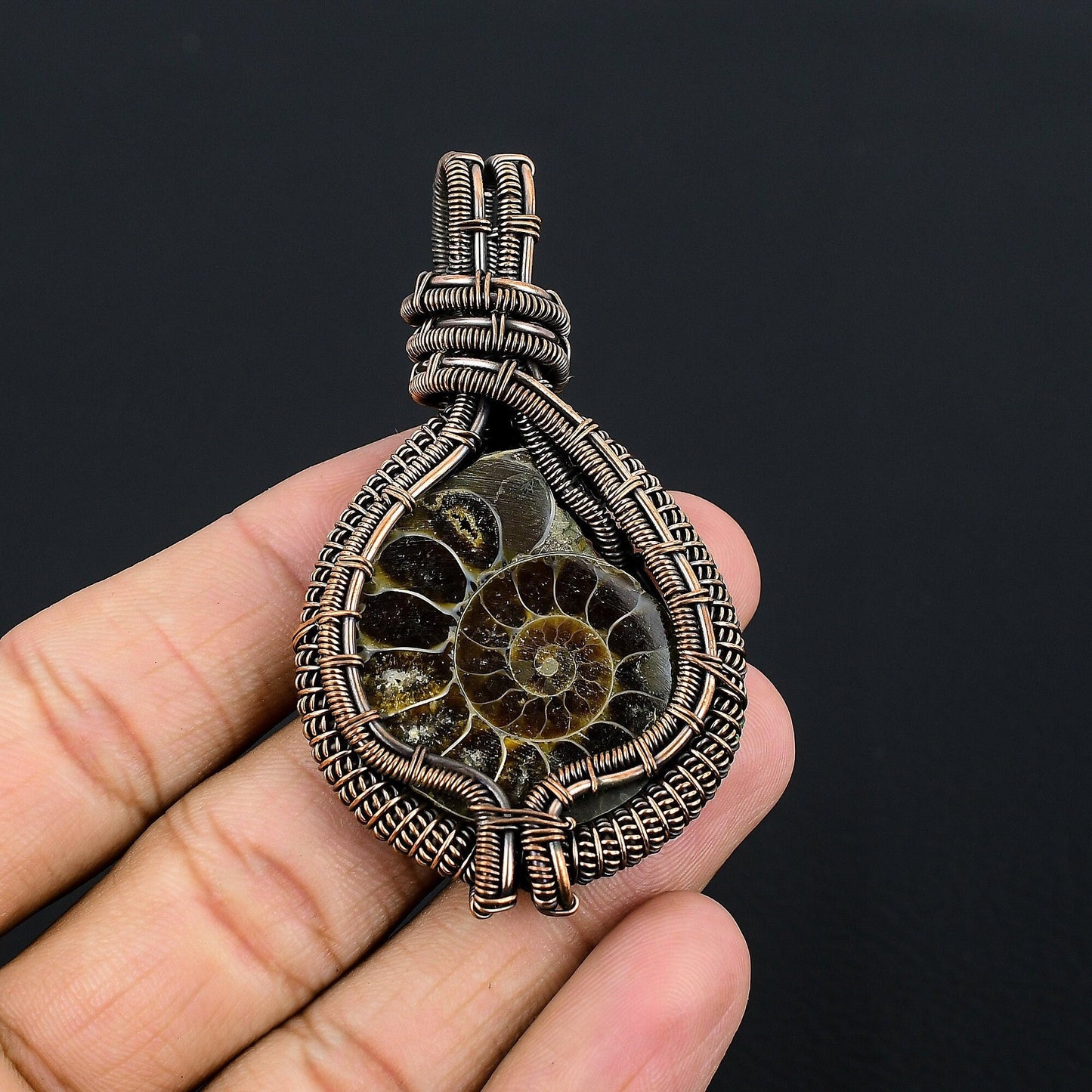 Iridescent Ammonite Gemstone Pendant