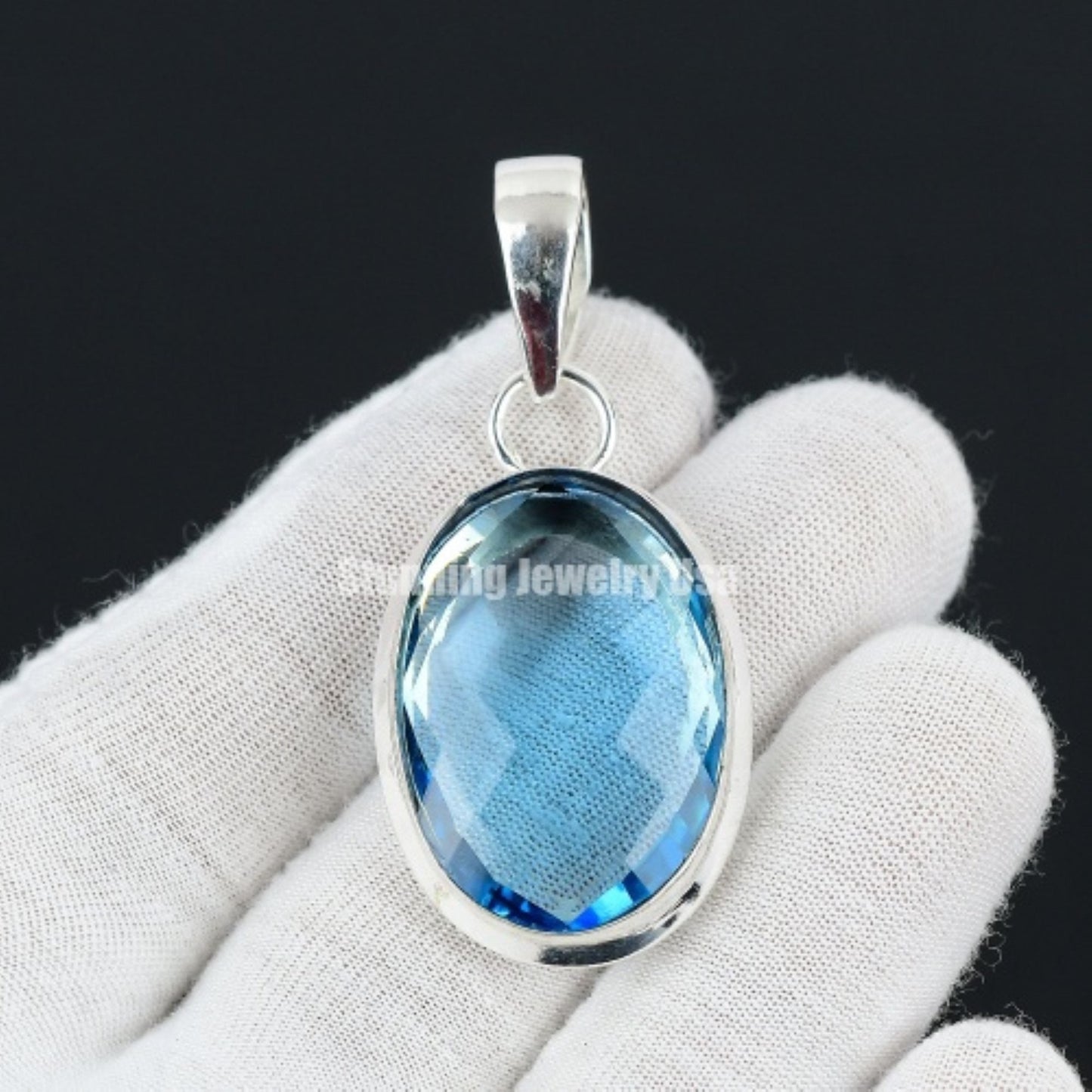 Swiss Blue Topaz Gemstone Pendant