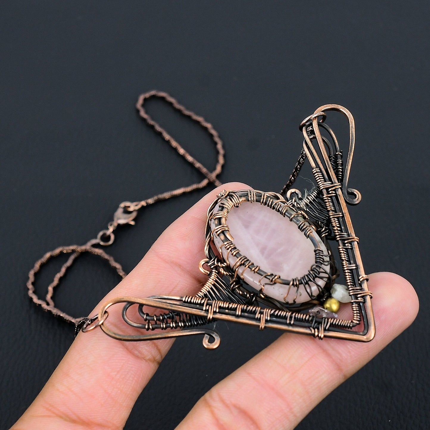 Pink Rose Quartz Gemstone Necklace