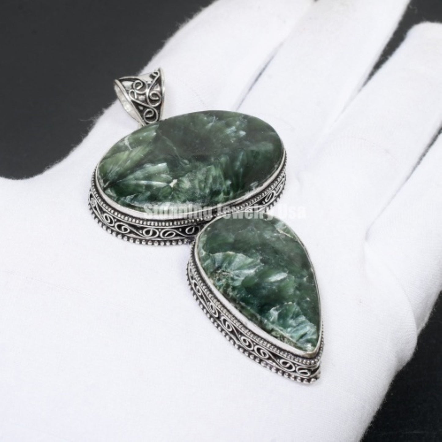 Green Seraphinite Pendant Necklace