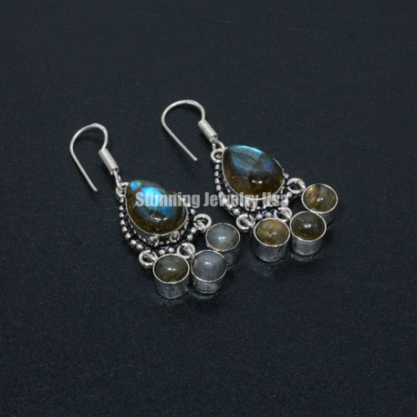 Blue Labradorite Sterling Silver Earrings