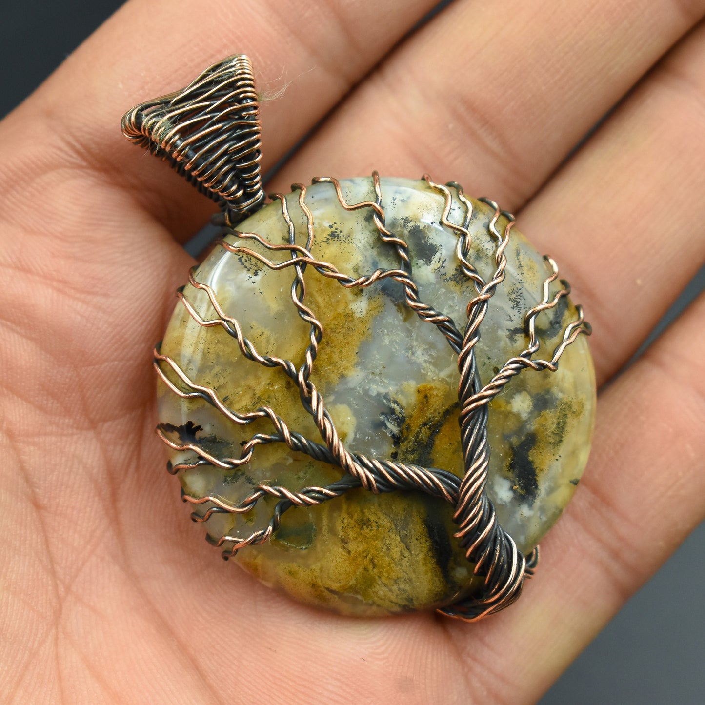 Brown Tiger Dendrite Gemstone Pendant