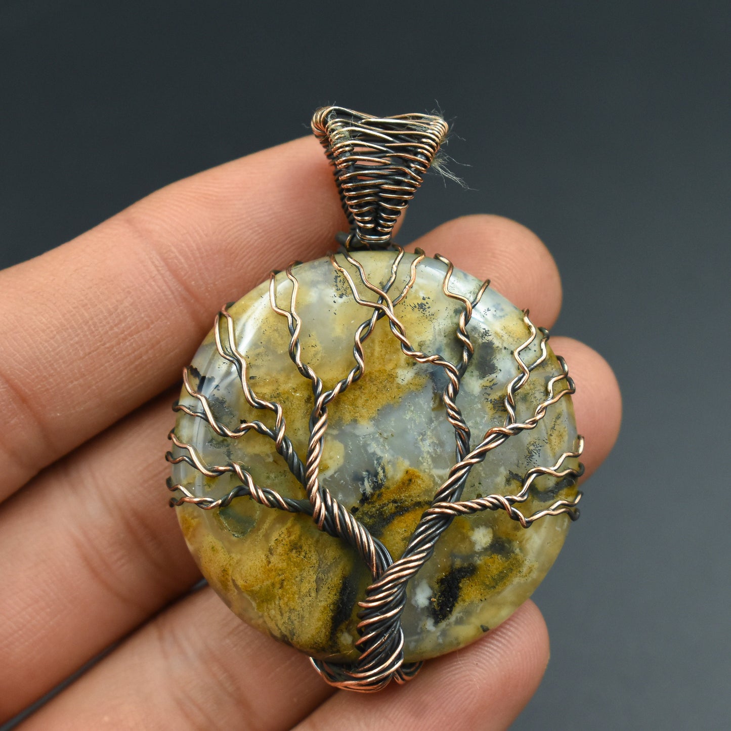 Brown Tiger Dendrite Gemstone Pendant