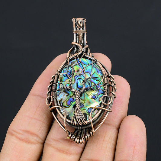 Iridescent Blue-Green Abalone Shell Gemstone Pendant