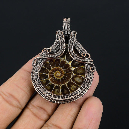 Copper Ammonite Gemstone Pendant