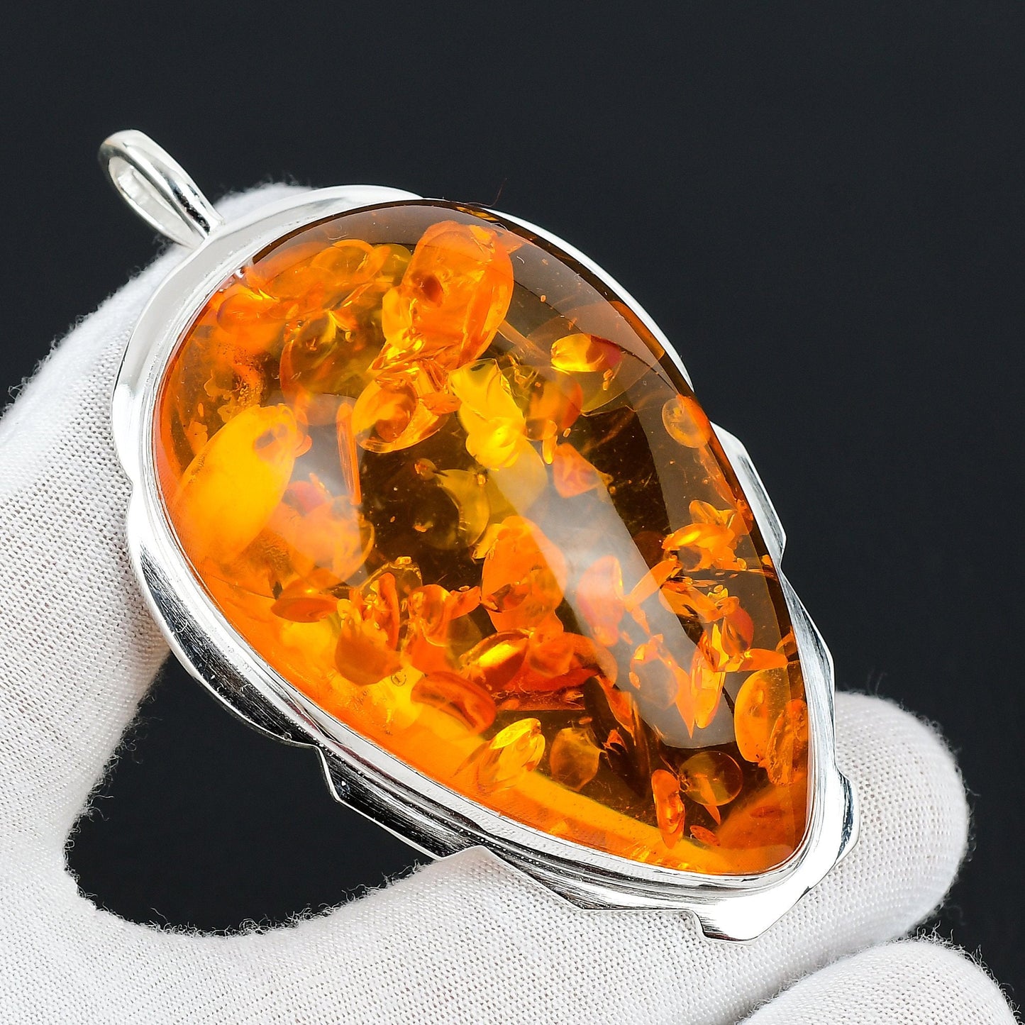 Honey Amber Sterling Silver Pendant