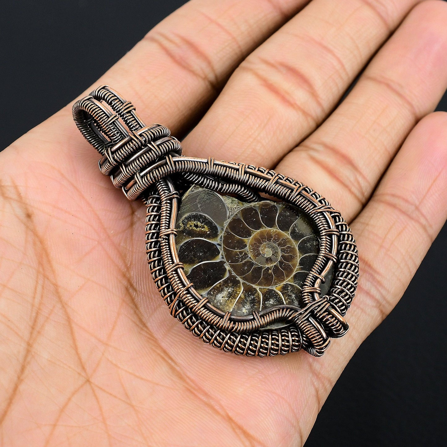 Iridescent Ammonite Gemstone Pendant