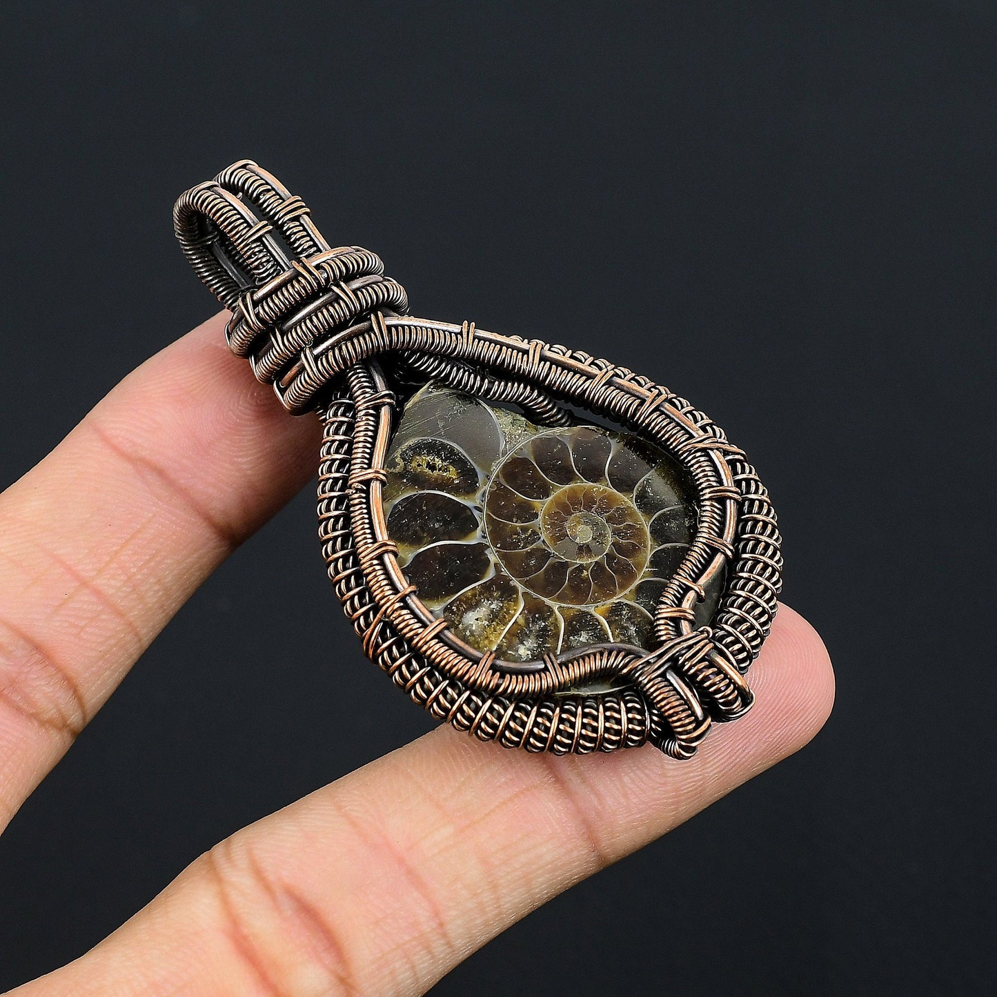 Iridescent Ammonite Gemstone Pendant