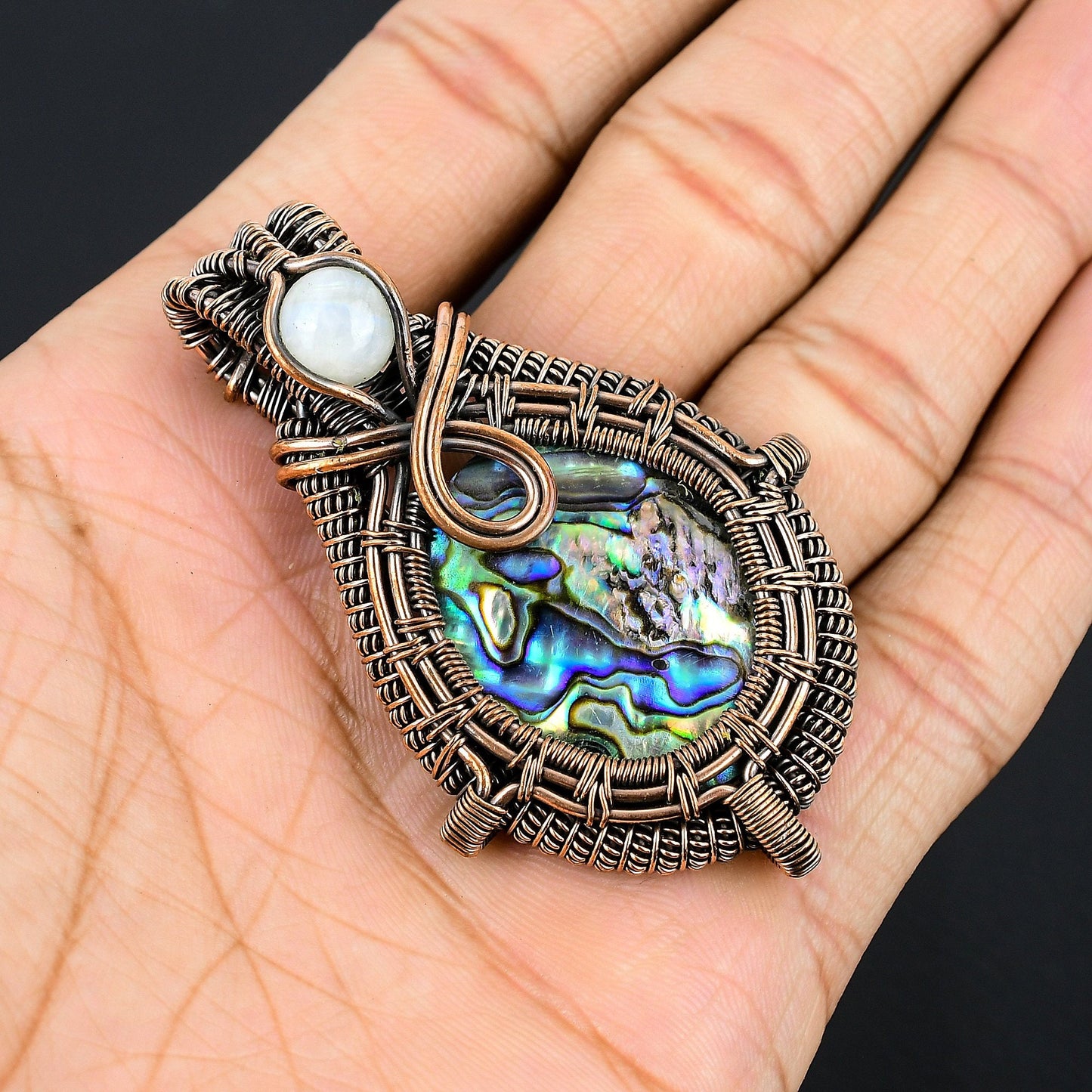 Iridescent Abalone Moonstone Gemstone Pendant