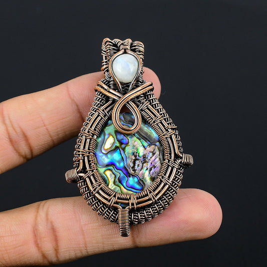 Iridescent Abalone Moonstone Gemstone Pendant
