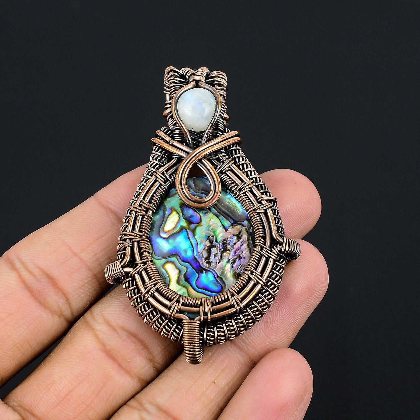 Iridescent Abalone Moonstone Gemstone Pendant