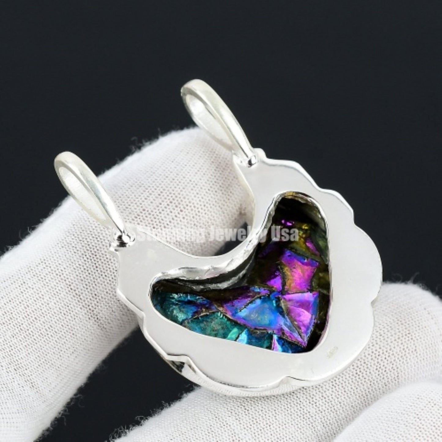 Black Obsidian Moon Gemstone Pendant