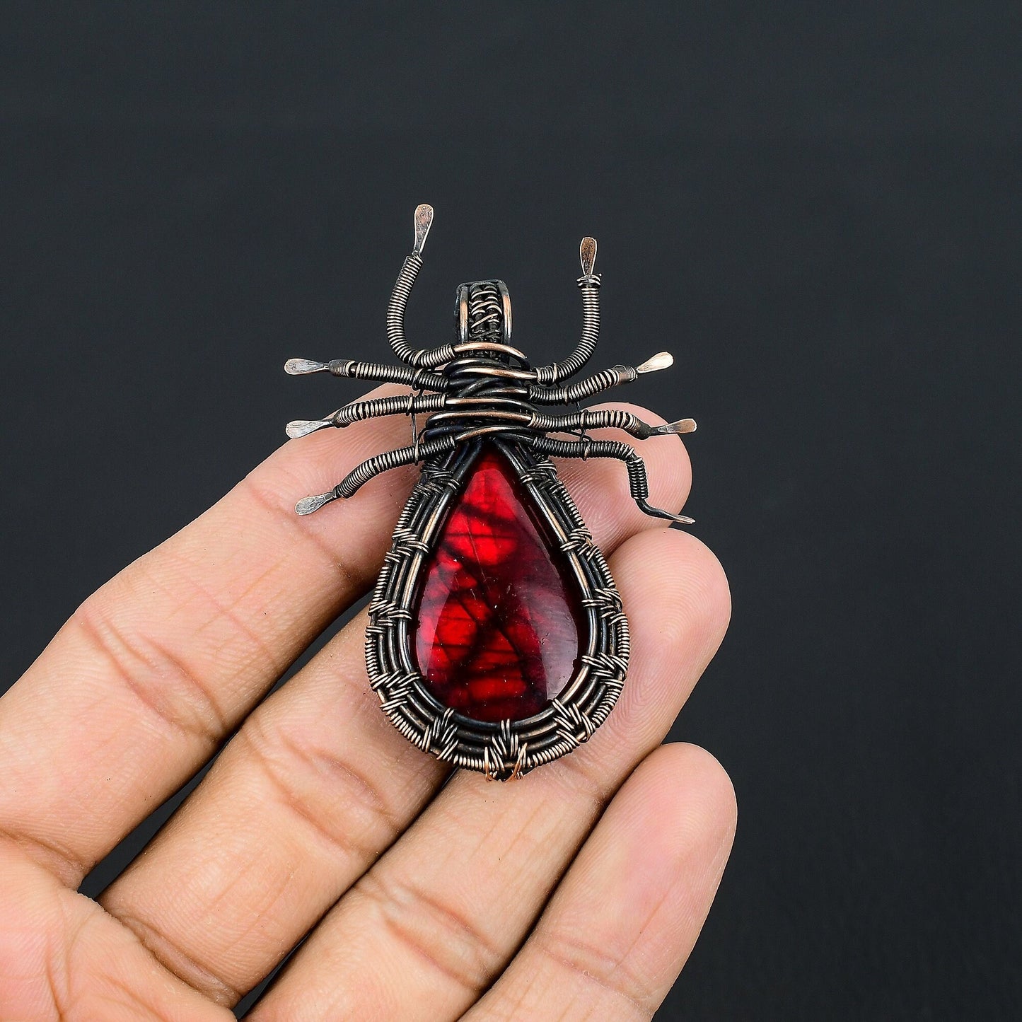 Red Fire Labradorite Gemstone Pendant