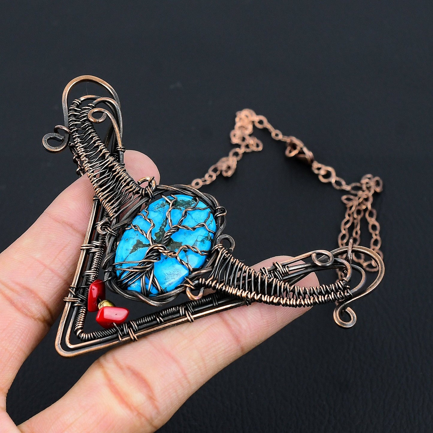 Turquoise Tree of Life Gemstone Pendant