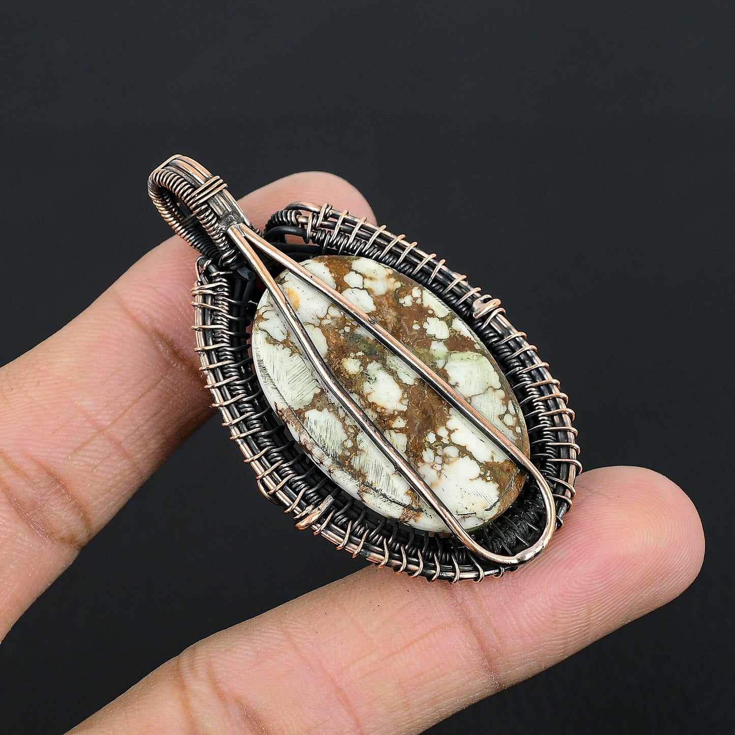 Brown & White Wild Horse Turquoise Gemstone Pendant