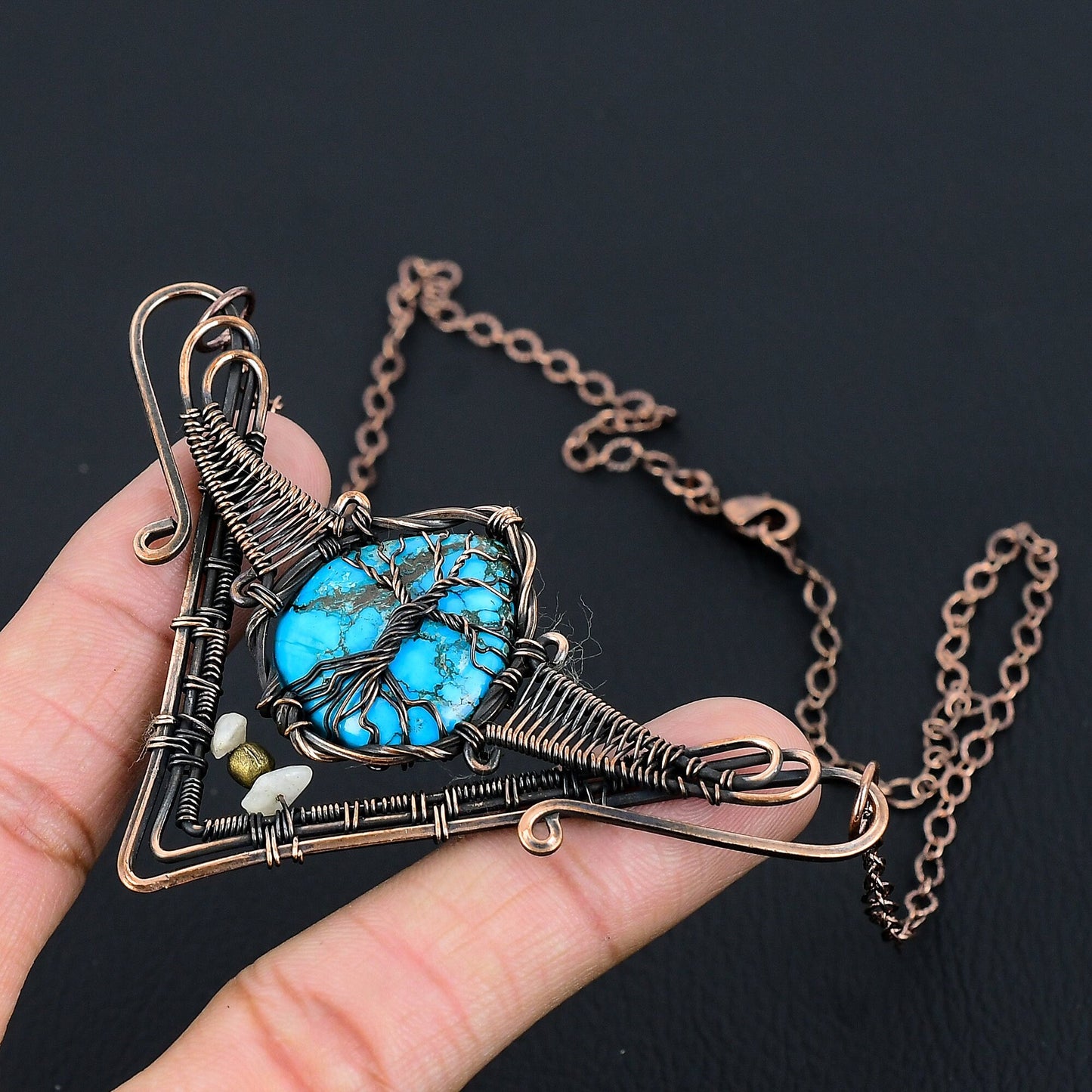 Turquoise Gemstone Tree of Life Pendant