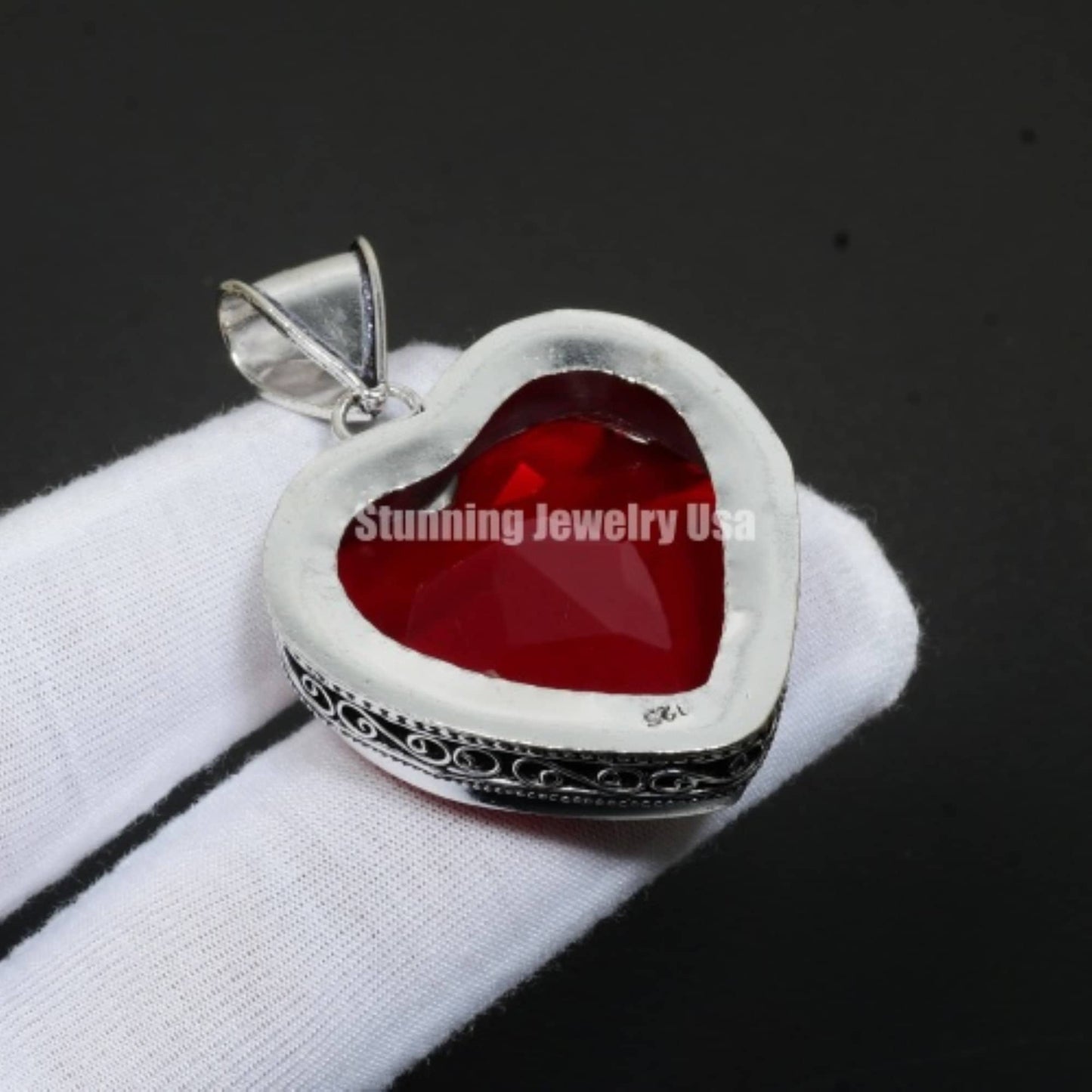 Red Heart Garnet Pendant